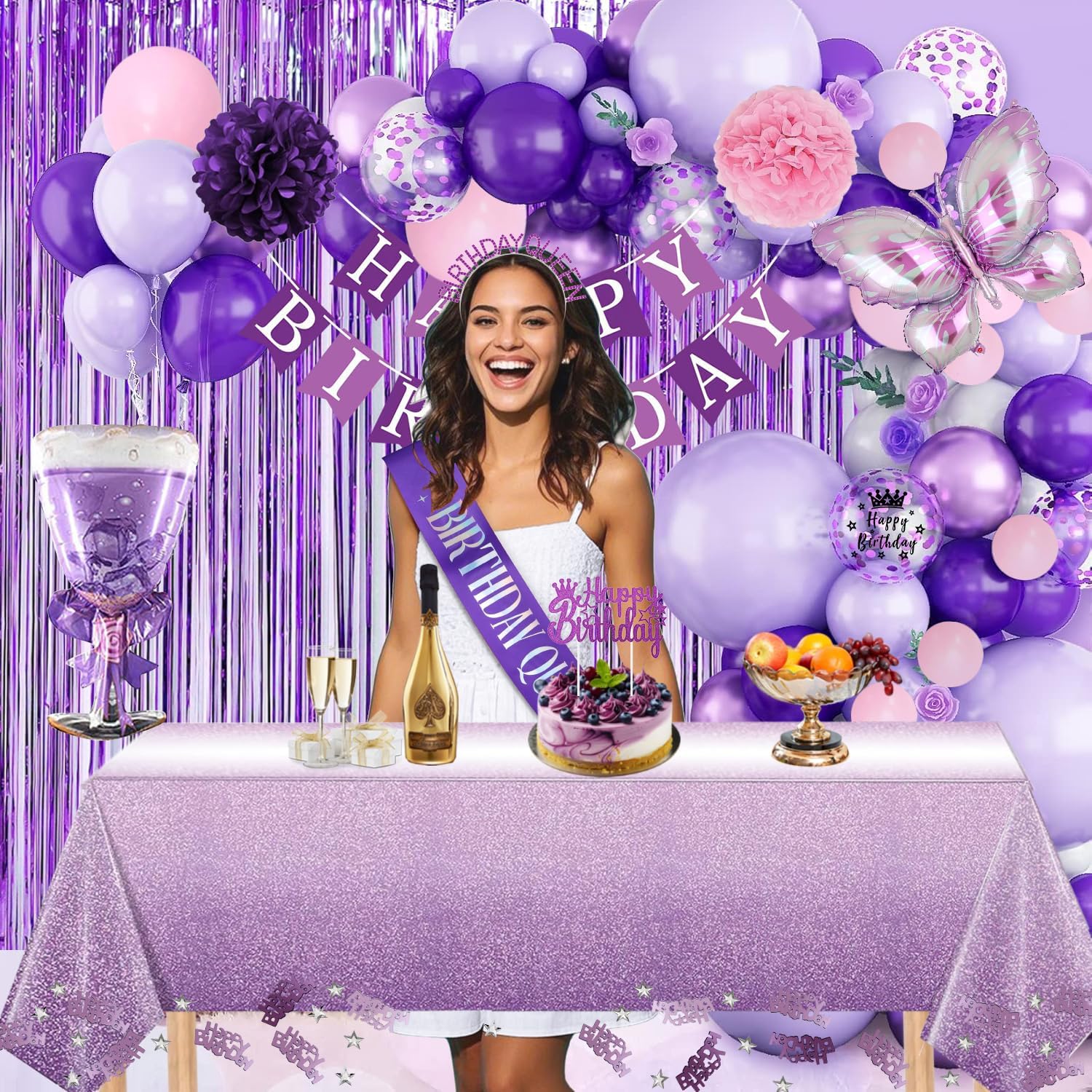 Thumbnail 1 de Birthday decorations set with 16 foot balloon chain