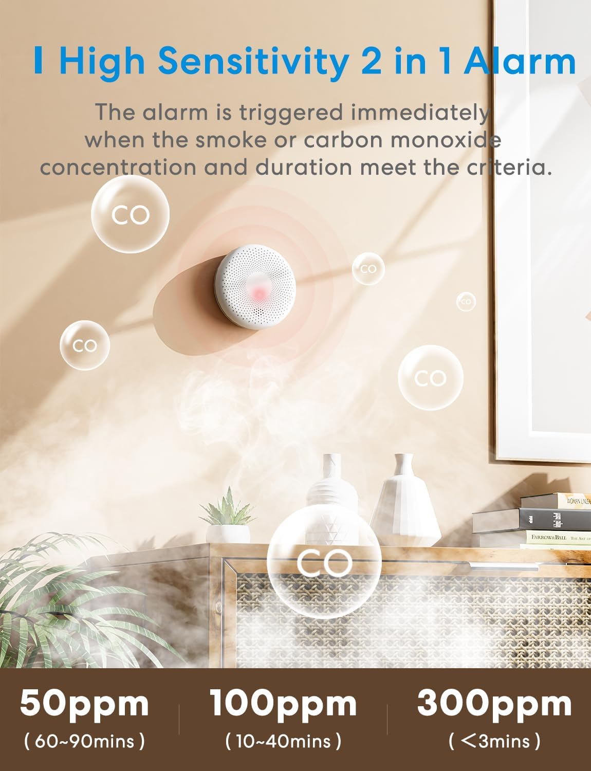 Detalle 2 de Meross Carbon Monoxide Detector 10‑Year