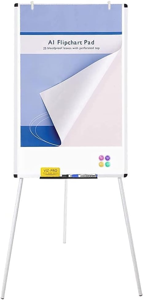 Detalle de VIZ-PRO Magnetic Whiteboard Easel, 90 x 60 cm – Portable, Height-Adjustable Dry Erase Board