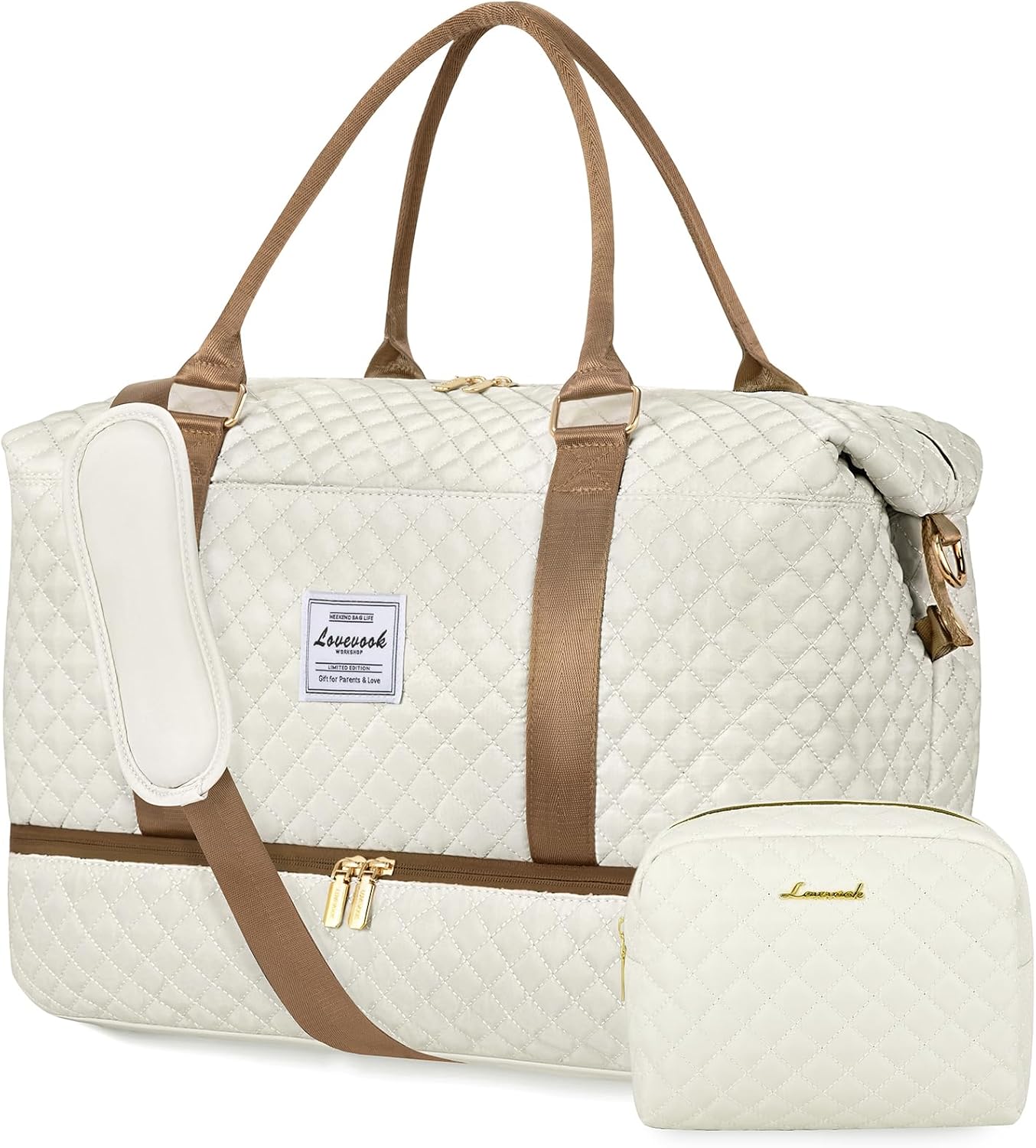 Detalle de LOVEVOOK borsa da viaggio donna/duffel grande con organizer, scomparto scarpe e lavaggio separato