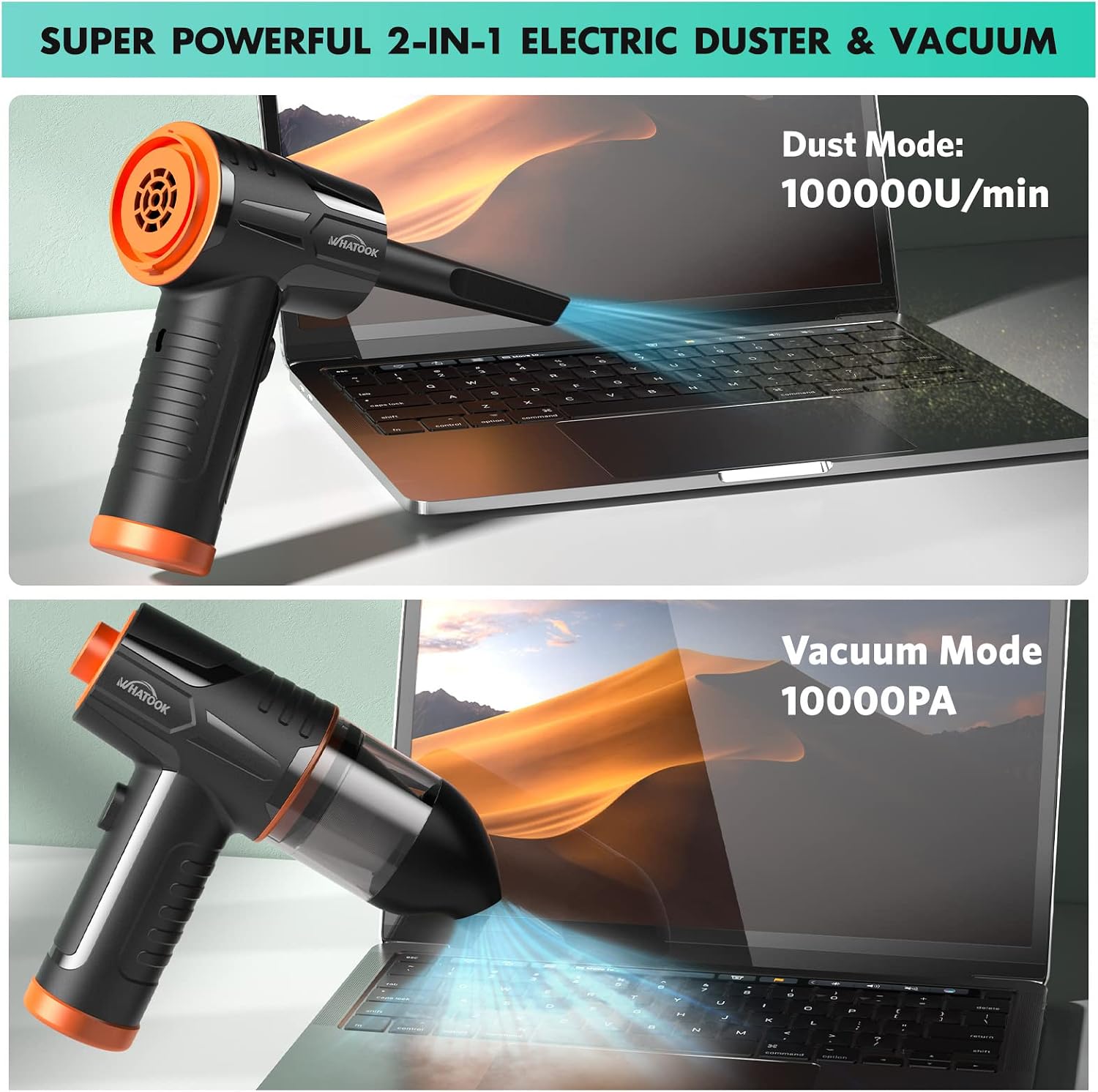 Thumbnail 1 de Aspirapolvere per Computer 2 in 1 WHATOOK: soffia e aspira, 3 velocità, batteria a lunga durata