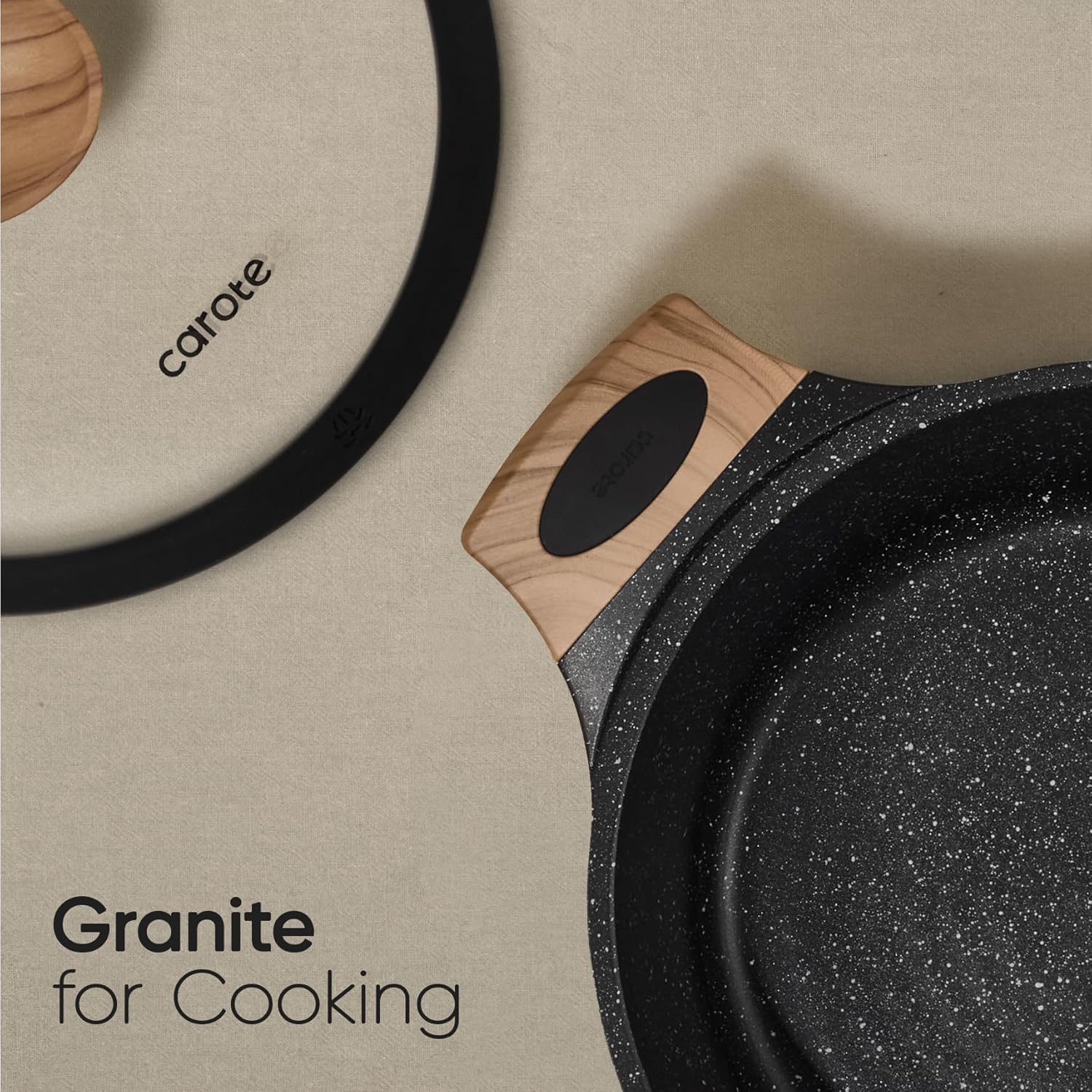 Thumbnail 6 de CAROTE 26-Piece Nonstick Pots and Pans Set (PFOA-Free) for Induction, Black