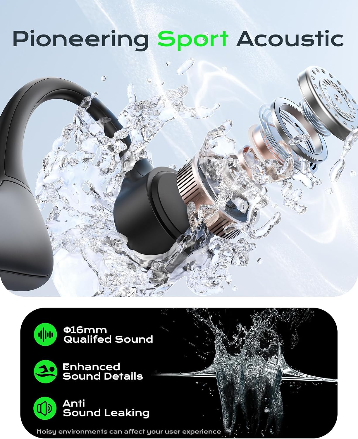 Detalle 2 de DEMICEA Open-Ear Bone Conduction Headphones 32GB