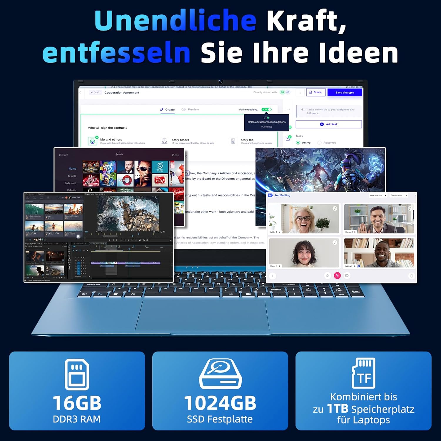 Thumbnail 2 de THEYETI 18,5 Zoll Laptop (Core i3, 16 GB RAM, 1.024 GB SSD, Win 11) mit 8000-mAh-Akku