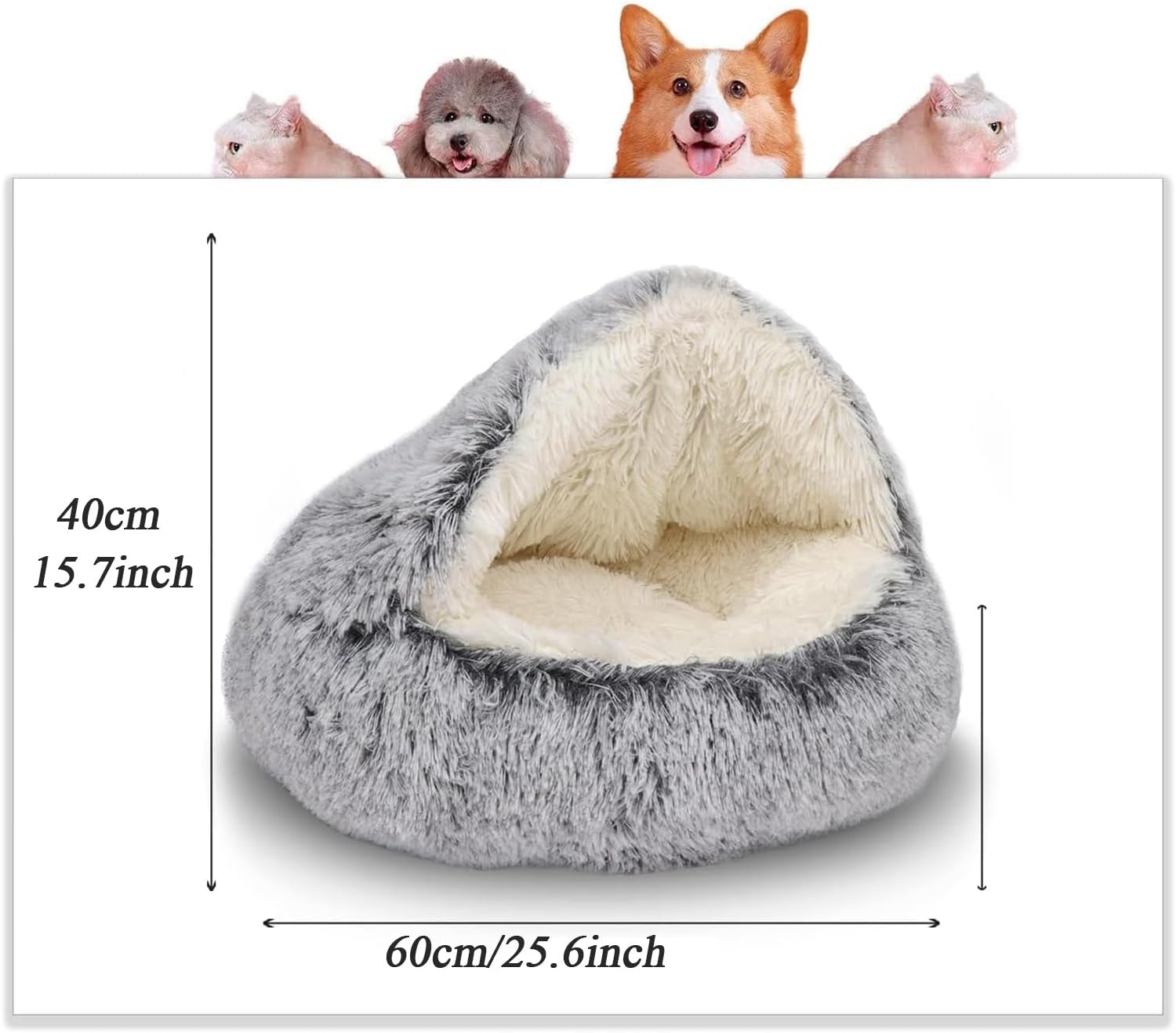 Thumbnail 1 de SHJOEE flauschiges Hundebett in Muschelform – waschbar, rutschfeste Basis, für Hund & Katze