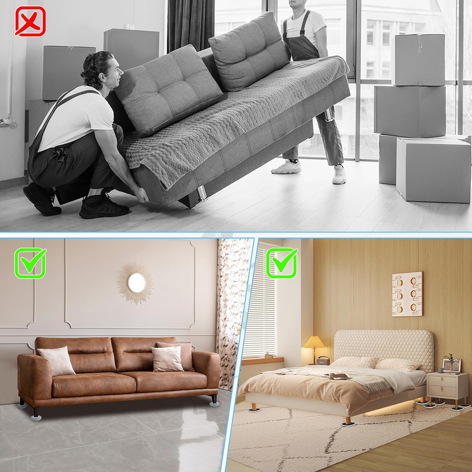 Detalle de Kiss Core HK 3-in-1 Furniture Sliders Kit with Carpet Pads and Floor Socks