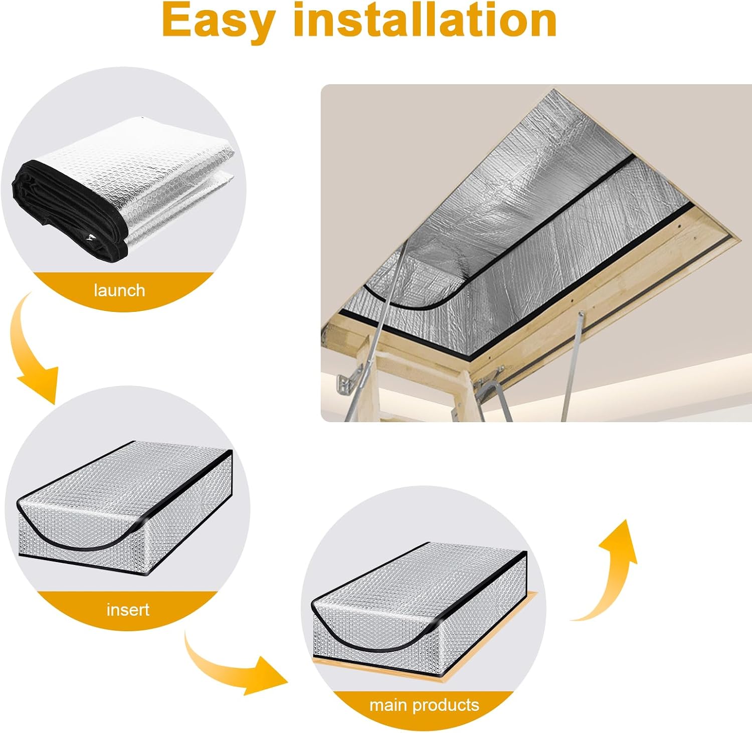 Detalle de DGSL Attic Insulation Cover for Attic Stairs, Zippered Aluminum, 25 x 54 x 11 in