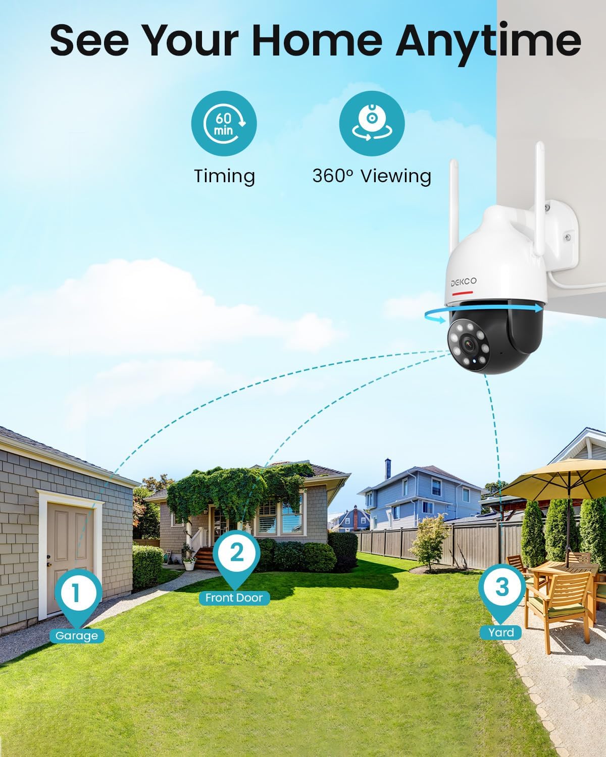 Thumbnail 3 de DEKCO 2K Outdoor Security Camera with Auto-Tracking