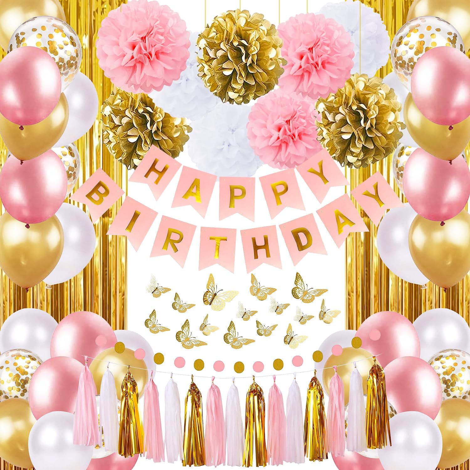 Detalle de Pink and Gold Birthday Party Decorations