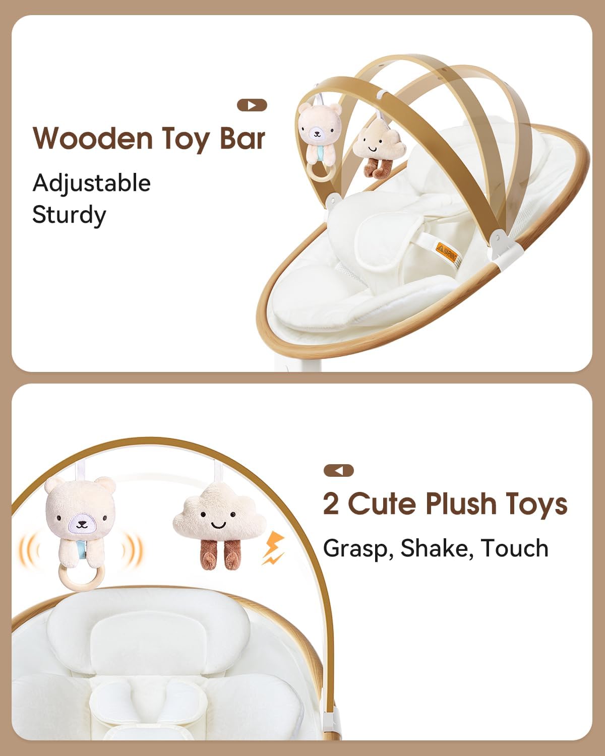 Detalle de Wnttmt Electric Baby Swing with 5 Speeds, 5-Point Harness and Bluetooth