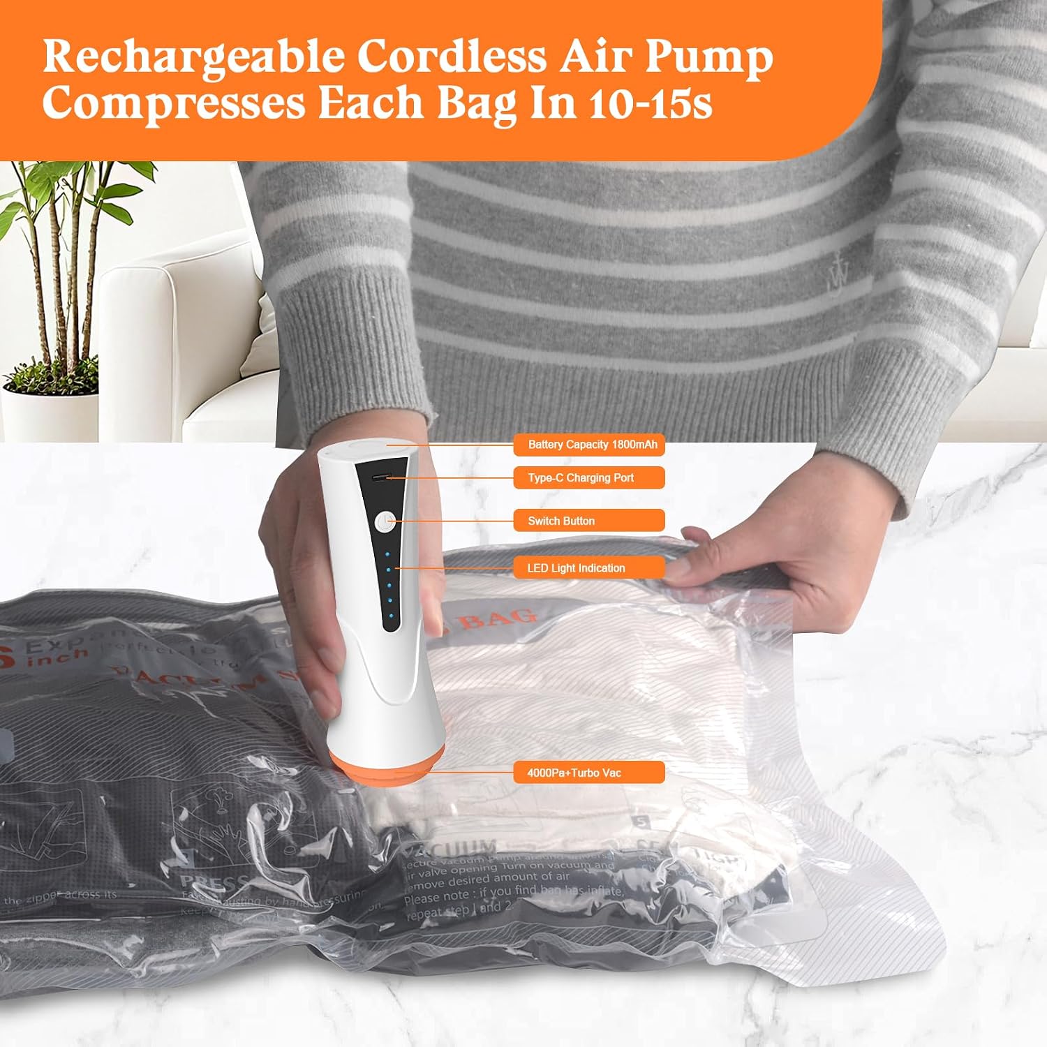 Thumbnail 1 de Vacuum Storage Bags for Travel with Electric Pump – 12 Pack