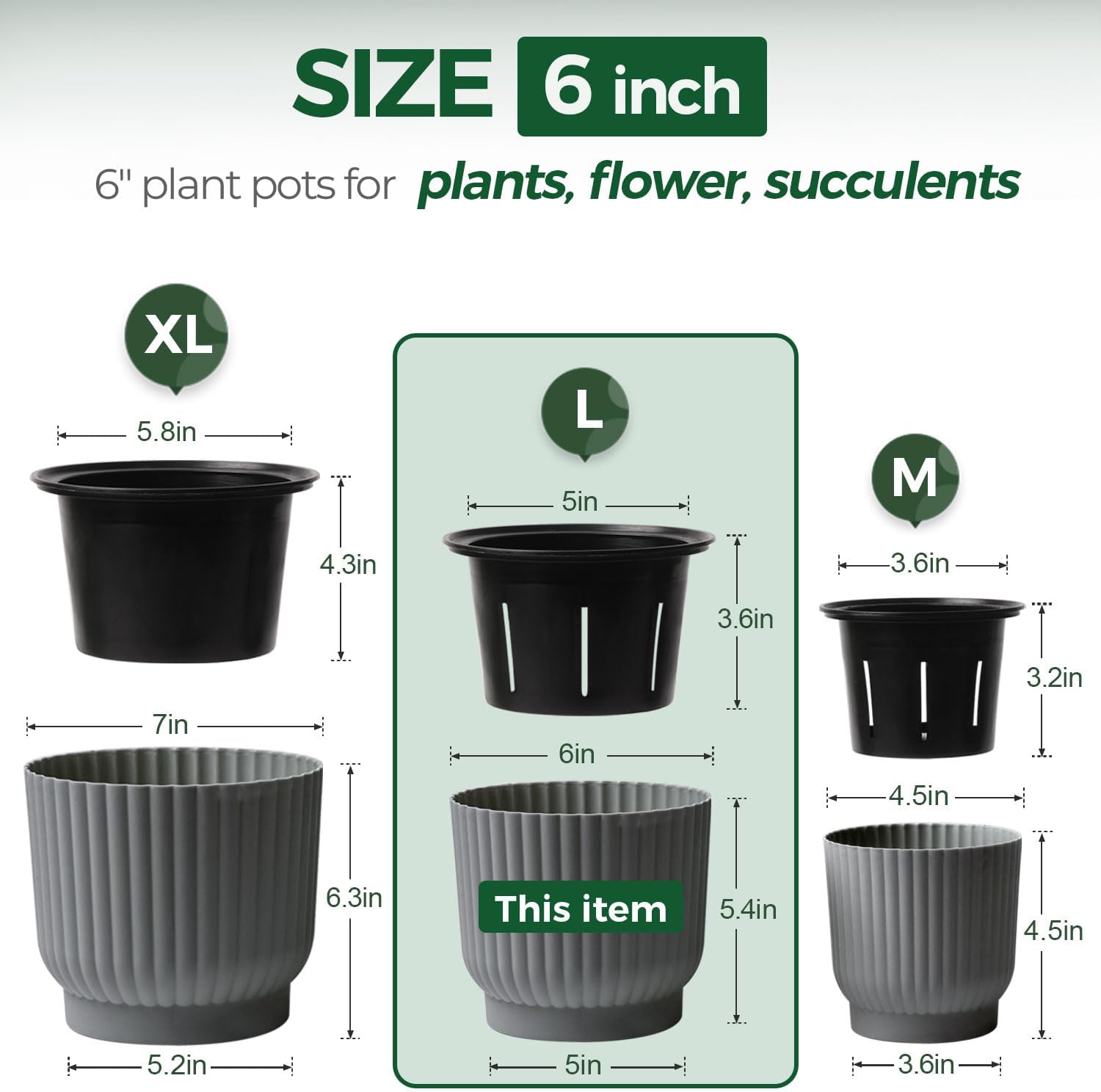 Thumbnail 1 de T4U 15cm Self Watering Plant Pots (6 Pack) – Indoor self-watering grey planters