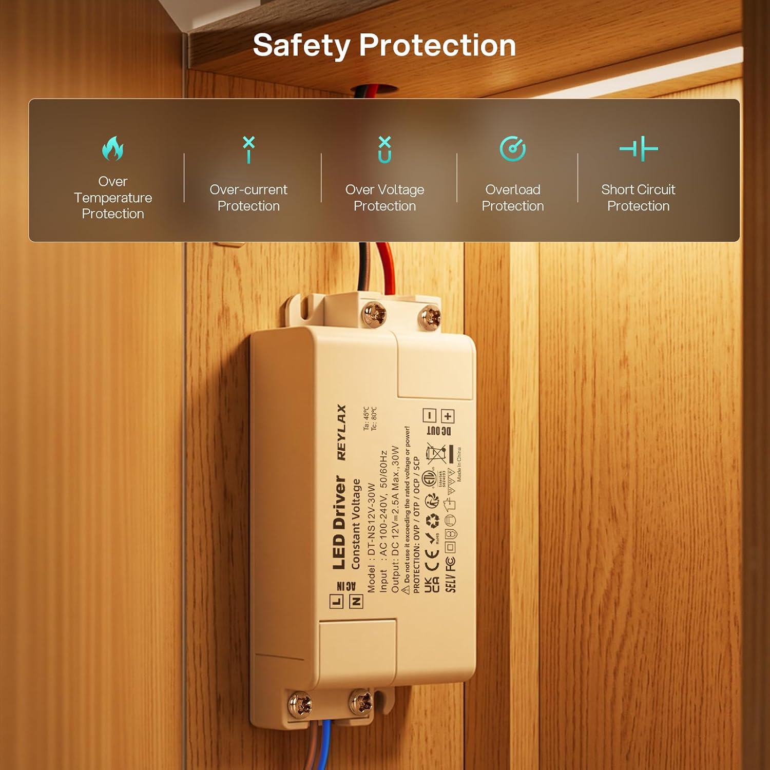 Detalle de REYLAX 12V constant voltage LED driver 30W