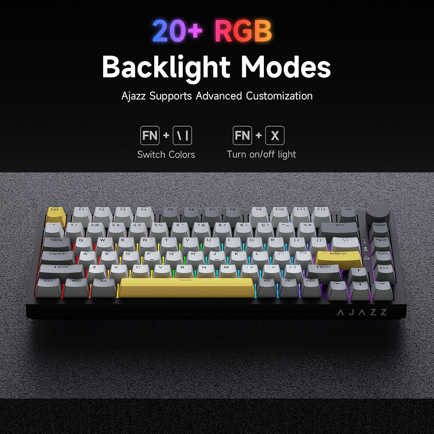 Thumbnail 5 de Ajazz AK820 75% Hot Swappable Mechanical Keyboard with Volume Knob