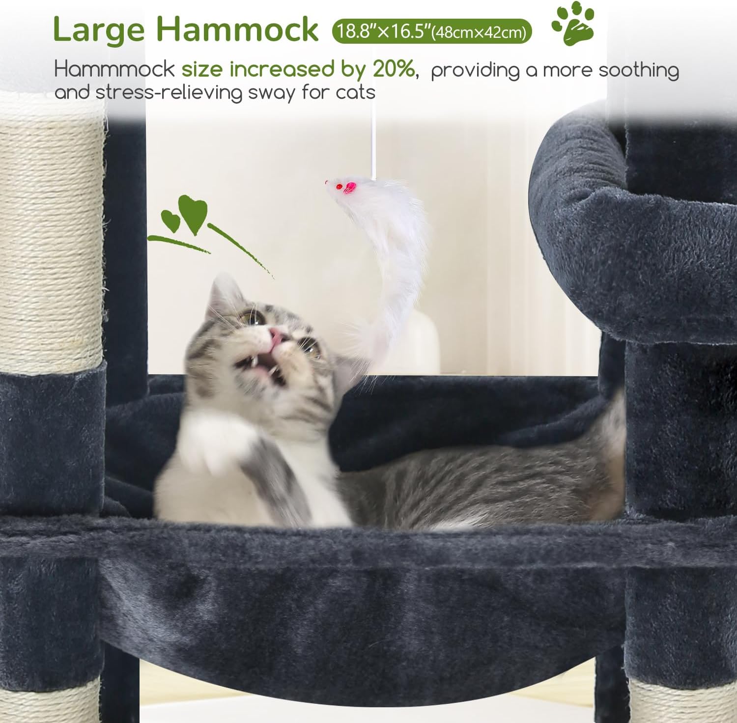 Detalle 1 de Globlazer S65 Cat Tree Tower for Large Indoor Cats, 6 Levels, Sisal Posts