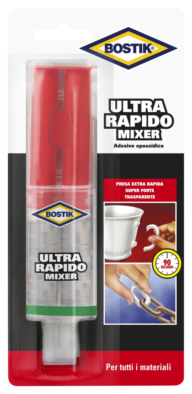 Bostik Ultrarapido Mixer: collante epossidico bicomponente ultra veloce e resistente – blister 24 ml