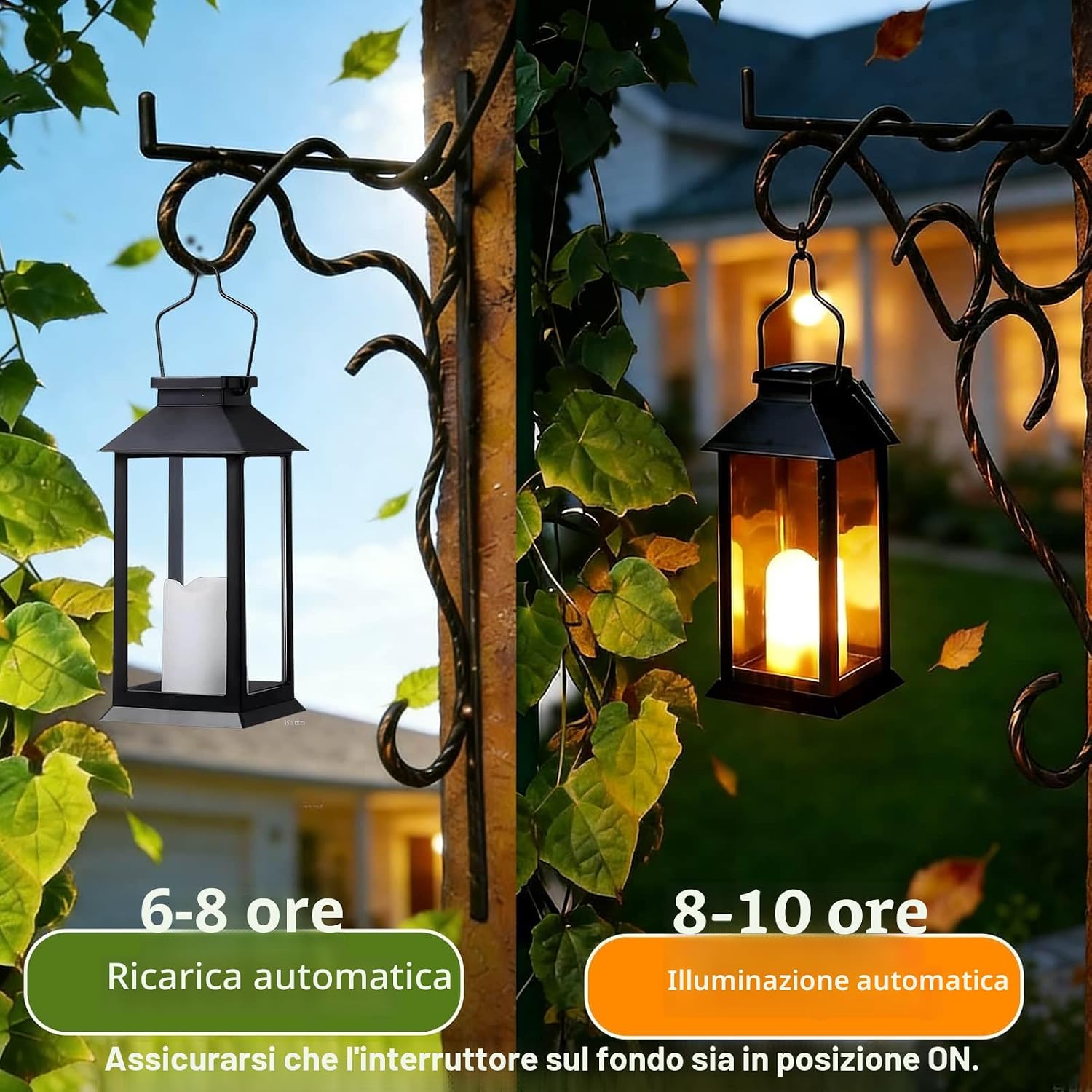 Detalle de Yowin Lanterne da Esterno 2 Pezzi – Lanterna Solare con Candele Tremolanti e Vetro Temperato, IP44