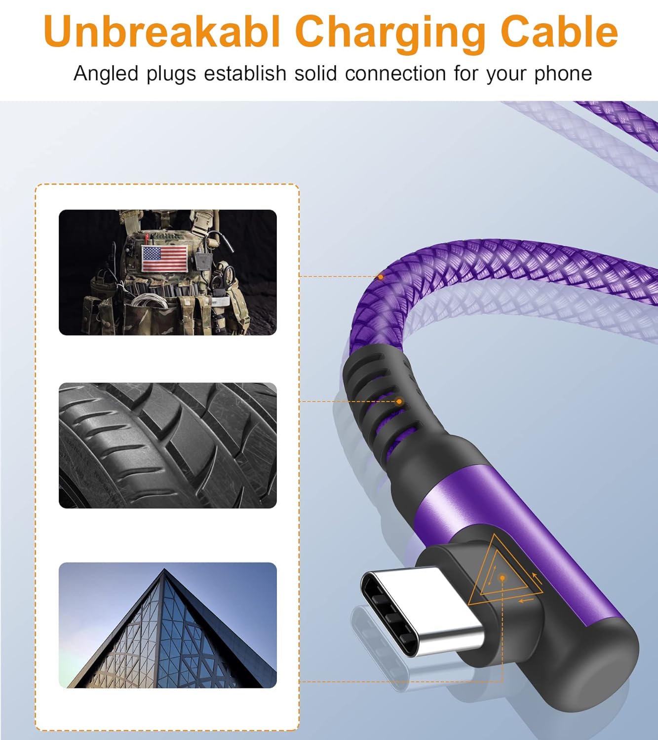 Thumbnail 2 de 2Pack 1m USB C Right Angle Fast Charge Cable (3.1A) – Braided, 90° L‑Shaped, Compatible with Samsung, Google Pixel and More