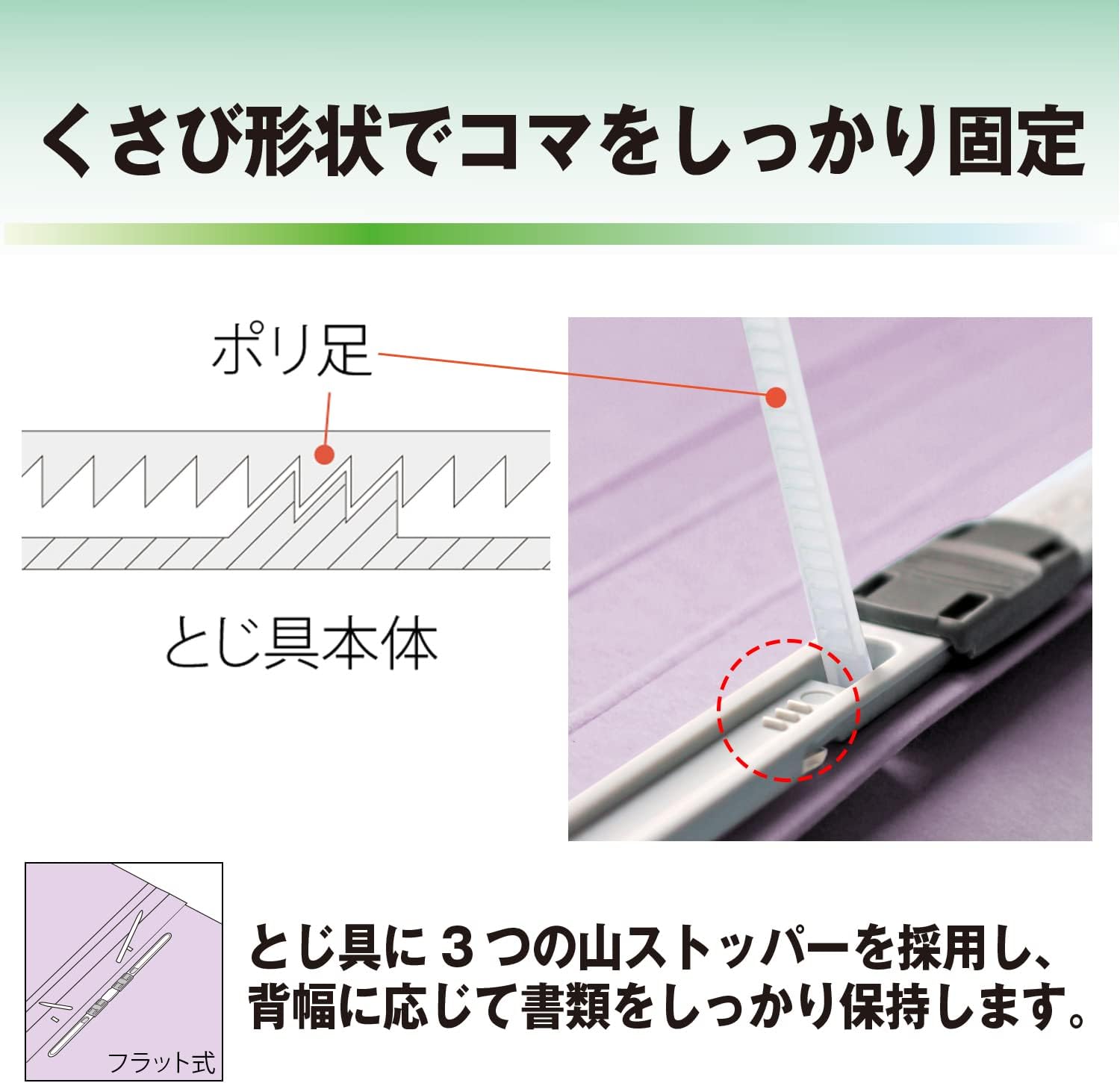 Detalle de プラス エコノミー フラットファイル A4縦 2穴・バイオレット 20冊パック