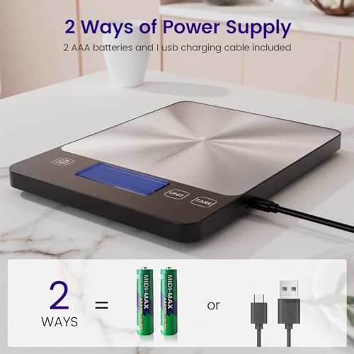 Detalle 2 de Bilancia da cucina digitale ibanez? no: izeyu, bilancia ricaricabile USB-C con 15 kg di portata e precisione 1 g/0,1 oz