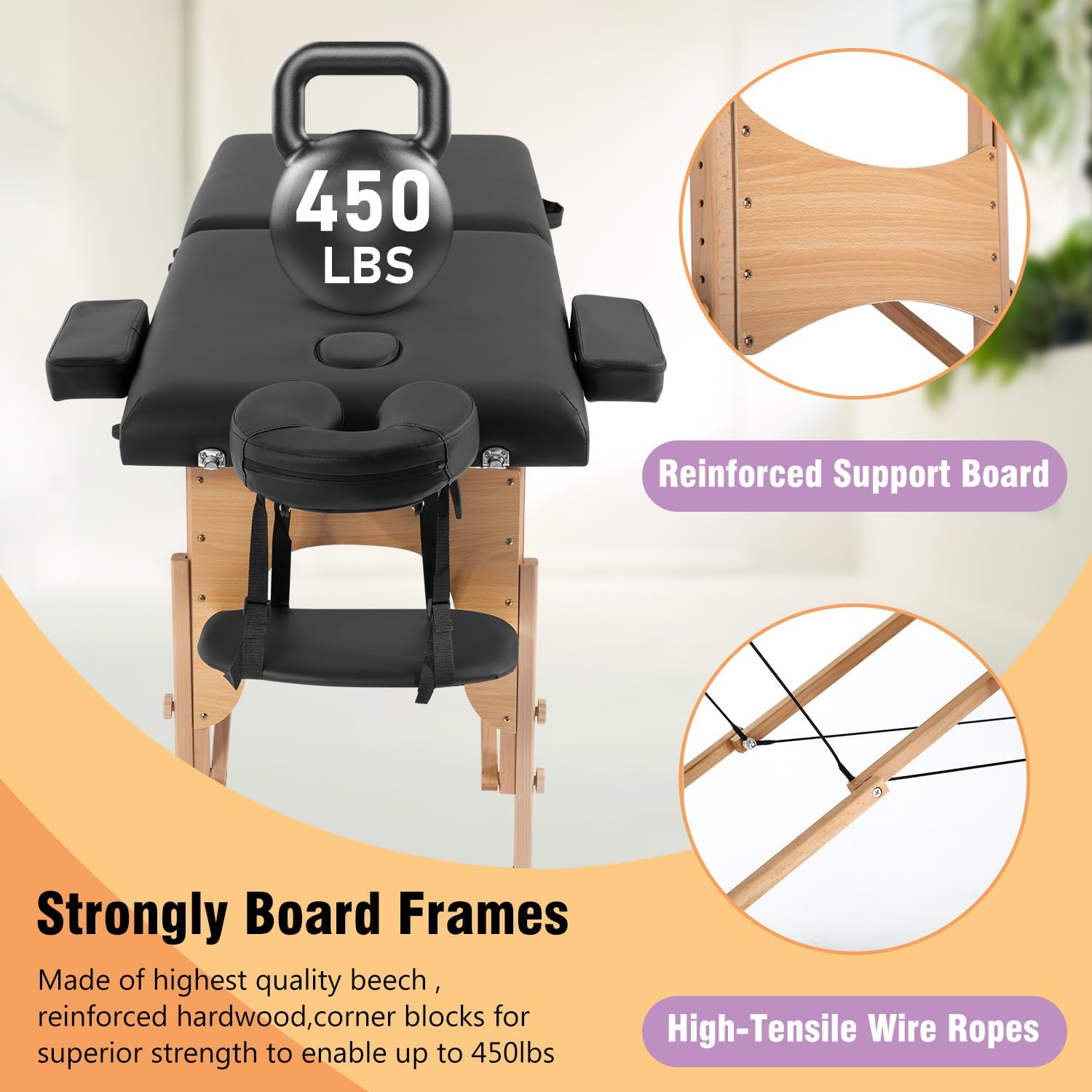 Detalle 2 de BestMassage Massage Bed Portable Massage Table, 84-Inch Folding, Adjustable Height