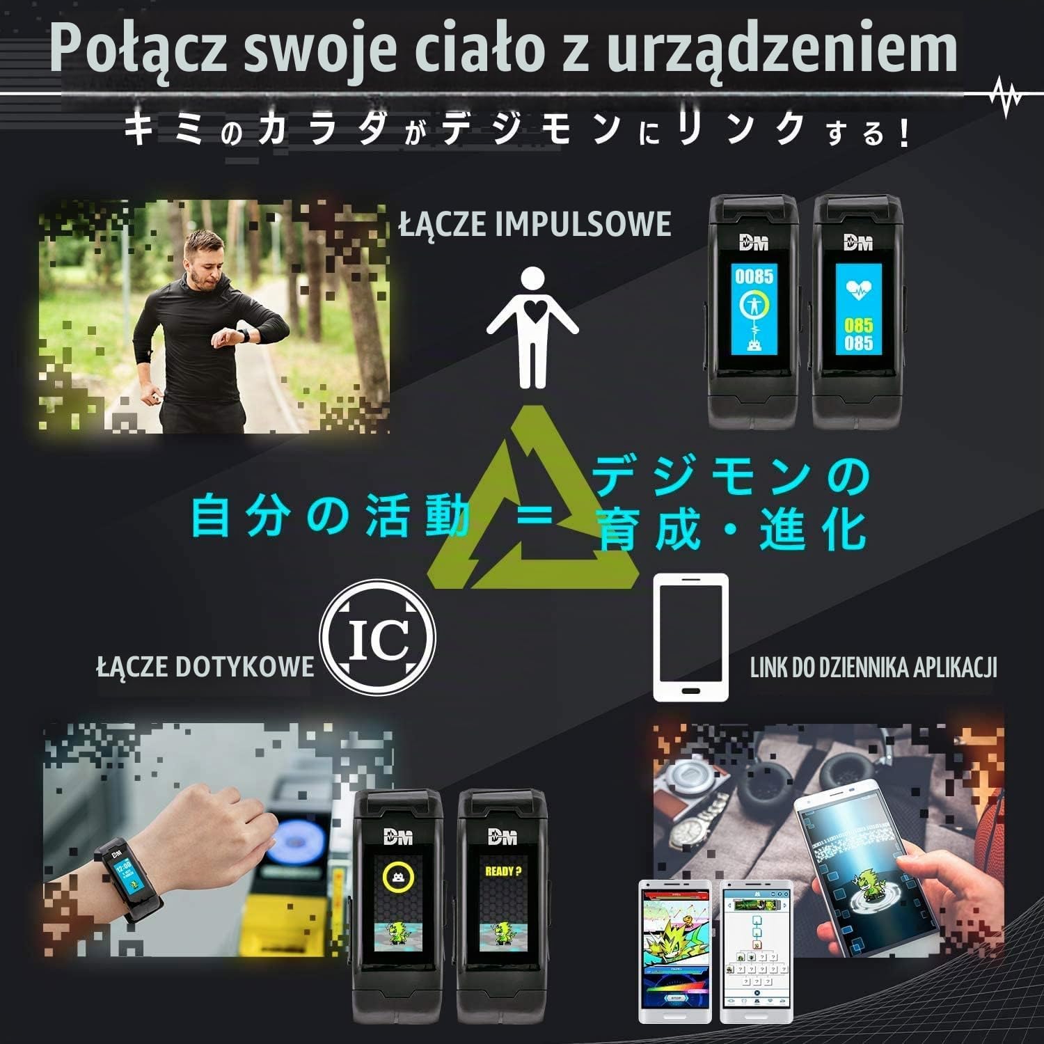 Detalle de Digimon Vital Bracelet – zegarek fitness z licznikiem kroków i wirtualnym Digimonem