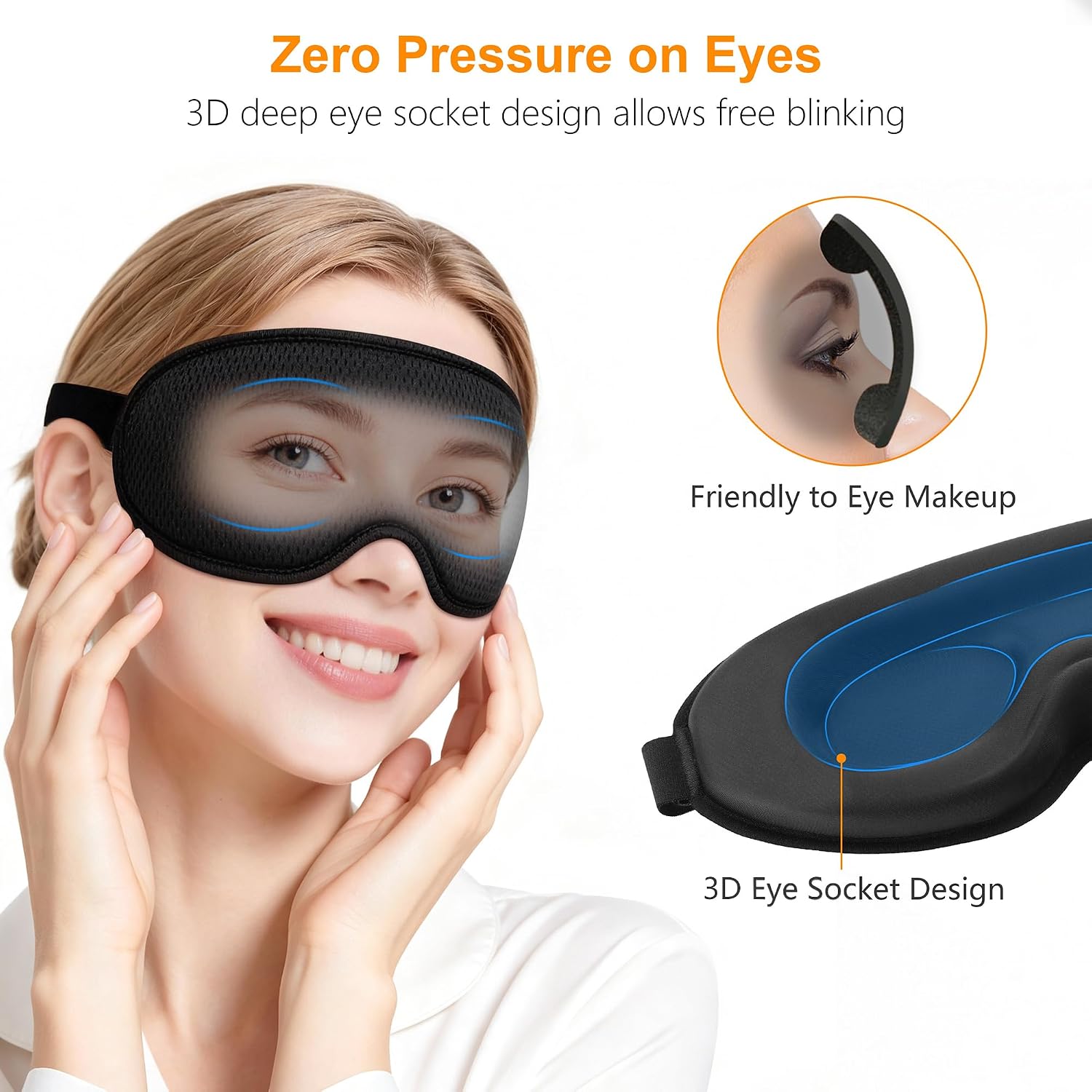 Detalle de Gritin 100% Blackout Sleep Eye Mask – 3D zero-pressure eye design for side sleepers