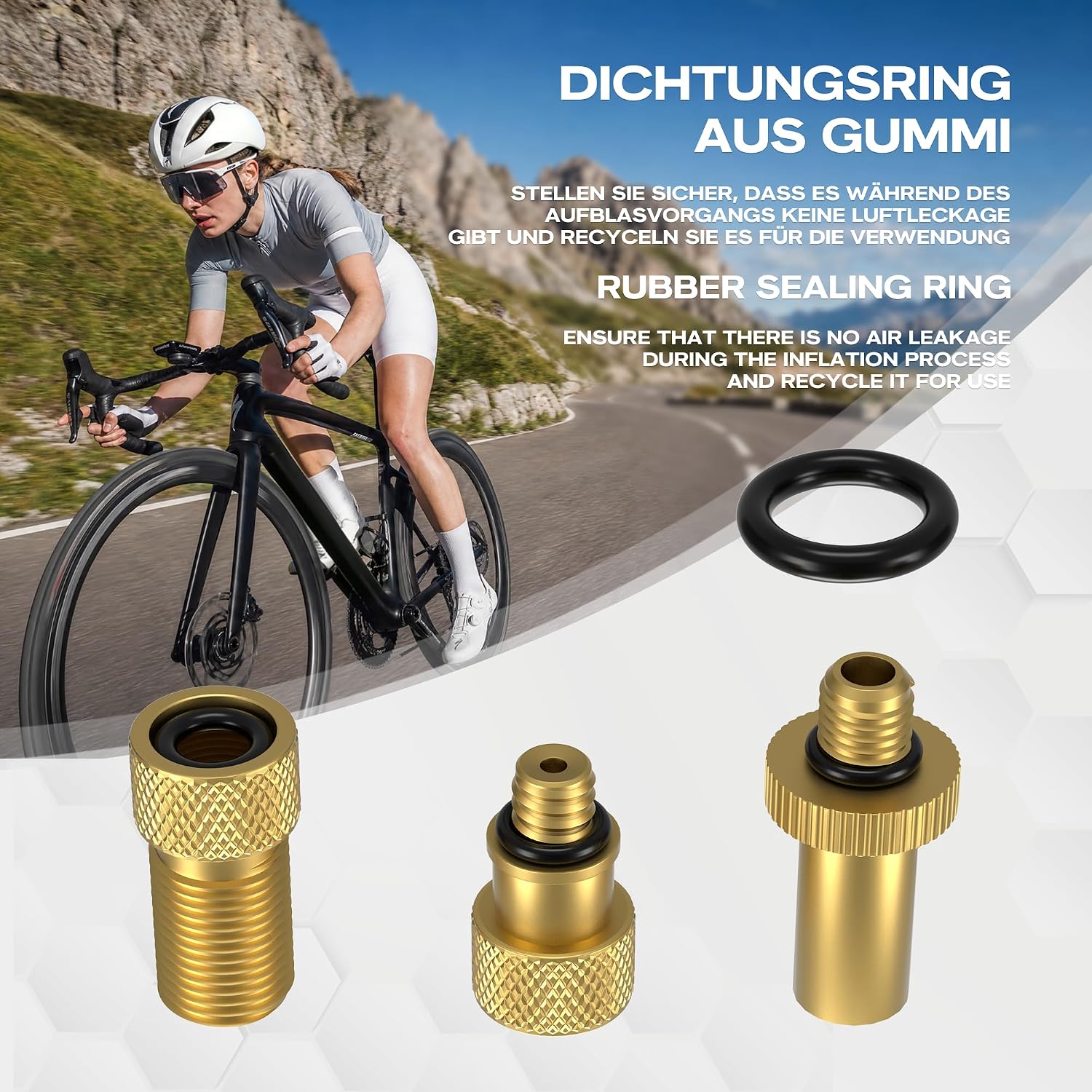 Detalle de WATSABRO Fahrradventil Adapter Set – Universelle Adapterlösung für AV, SV und DV mit praktischer Aufbewahrungsbox