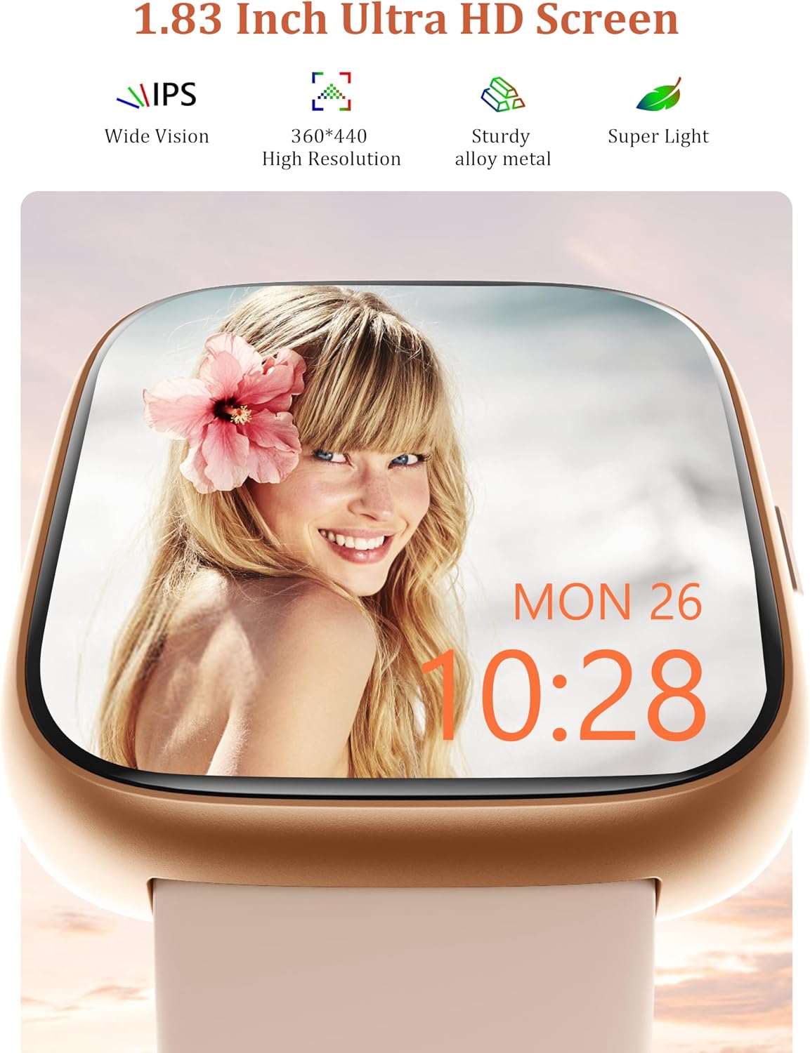 Detalle de LODIMEKE Smart Watch with Alexa Built-in – 1.83", IP68, 110+ Sports, Heart Rate & SpO2
