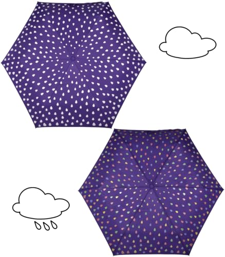 Thumbnail 6 de iX-brella Raindrops Purple Automatik-Taschenschirm für Kinder – reflektierender Farbwechsel bei Nässe, leicht und kompakt