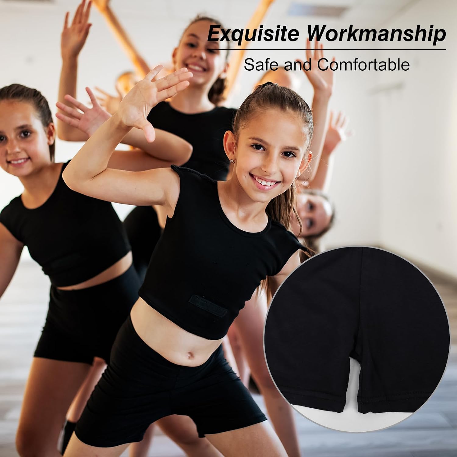 Detalle de HOLLHOFF 15-Pack Girls Shorts: Breathable, Versatile Bike Shorts for Dance, Play, and Dress Overlays