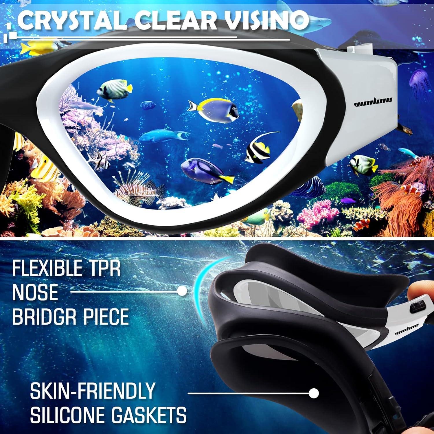 Thumbnail 5 de Winline Adult Open Water Swimming Goggles – Anti-Fog, UV Protection, No Leakage