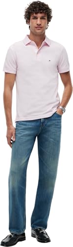 Detalle de Tommy Hilfiger Polo de Manga Corta Hombre 1985 Slim Fit – Rosa (Light Pink)