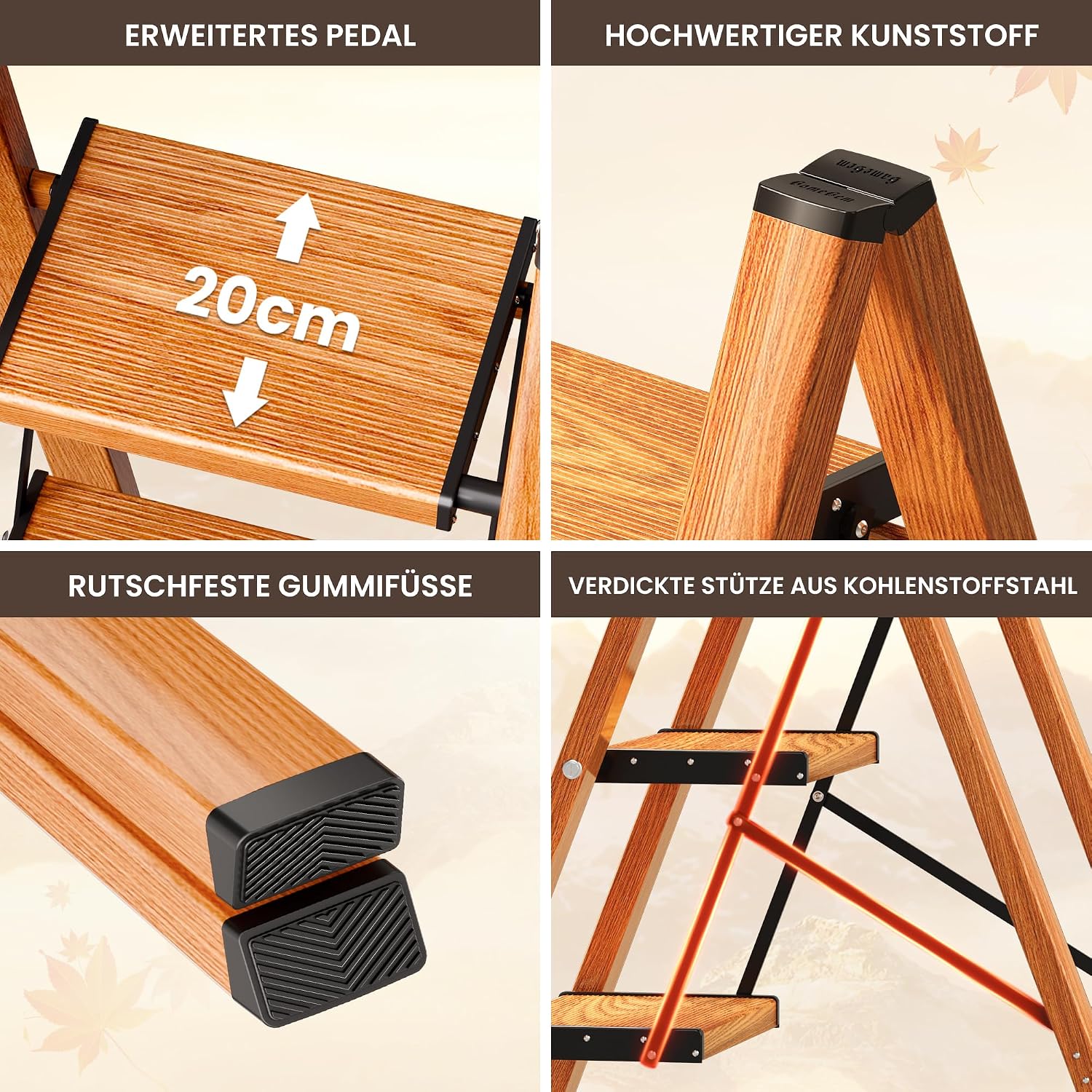Thumbnail 2 de GameGem 2-Stufen Leiter: Klappbarer Tritthocker aus Aluminium, Tragkraft 150 kg