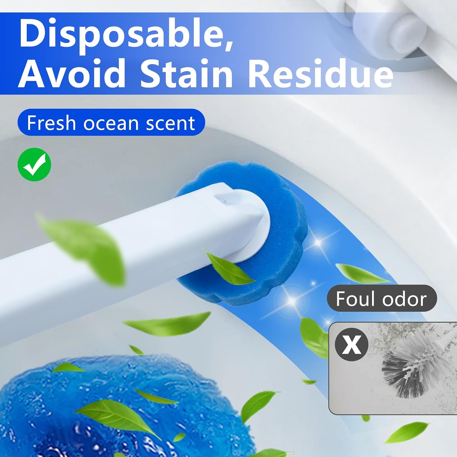 Thumbnail 3 de 2 Pack Disposable Toilet Brush and Holder Set with 48 Refills: Touchless Clean for Hassle-Free Bathrooms
