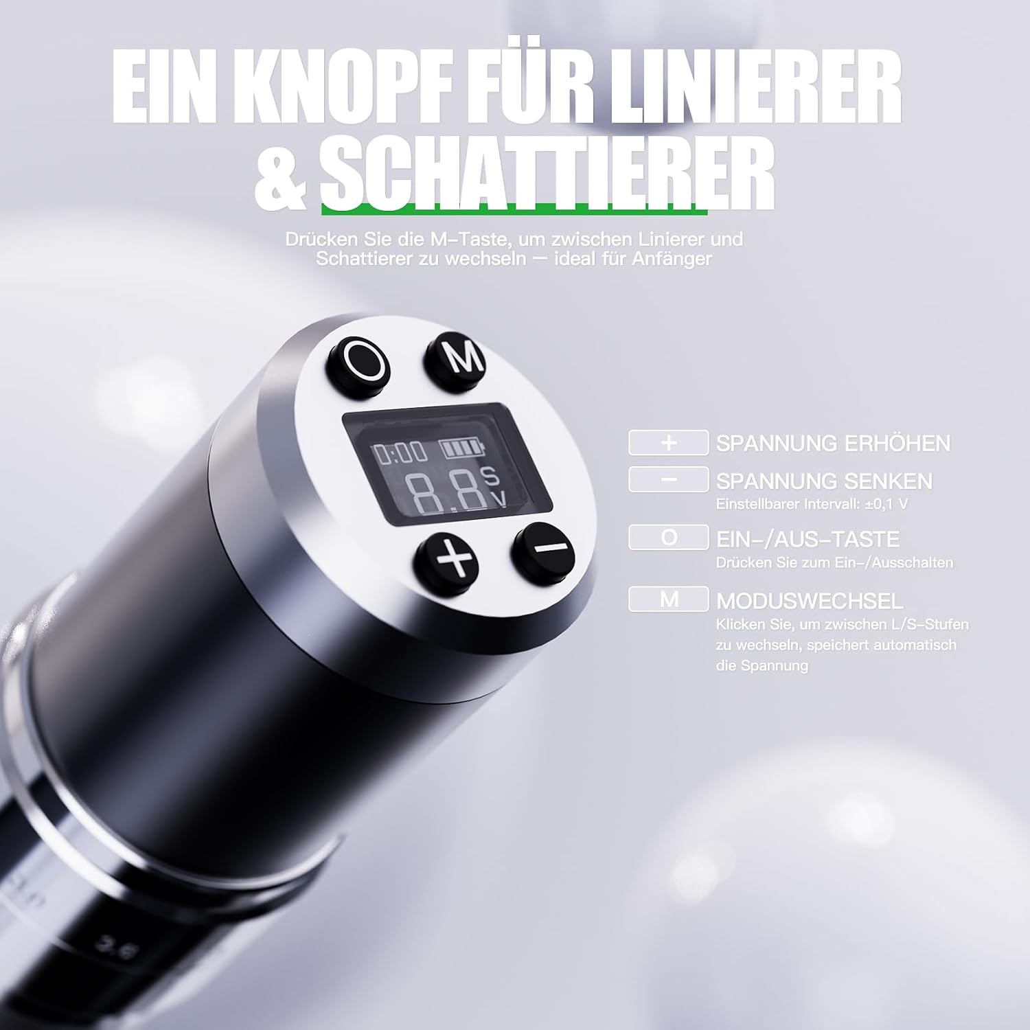 Detalle de Extreme Tattoo Dragonhawk kabellose Rotations-Tätowiermaschine Set mit 2 Akkus & 20 Nadelkassetten