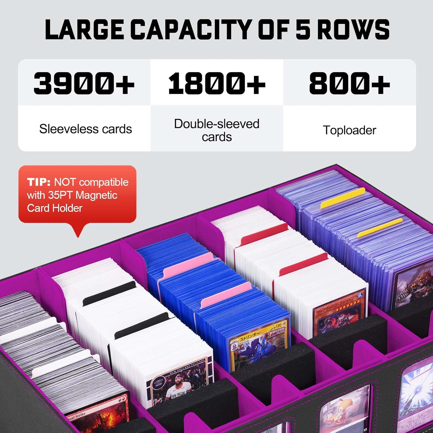 Thumbnail 1 de ZLCA 5-Row Trading Card Storage Box with Handle