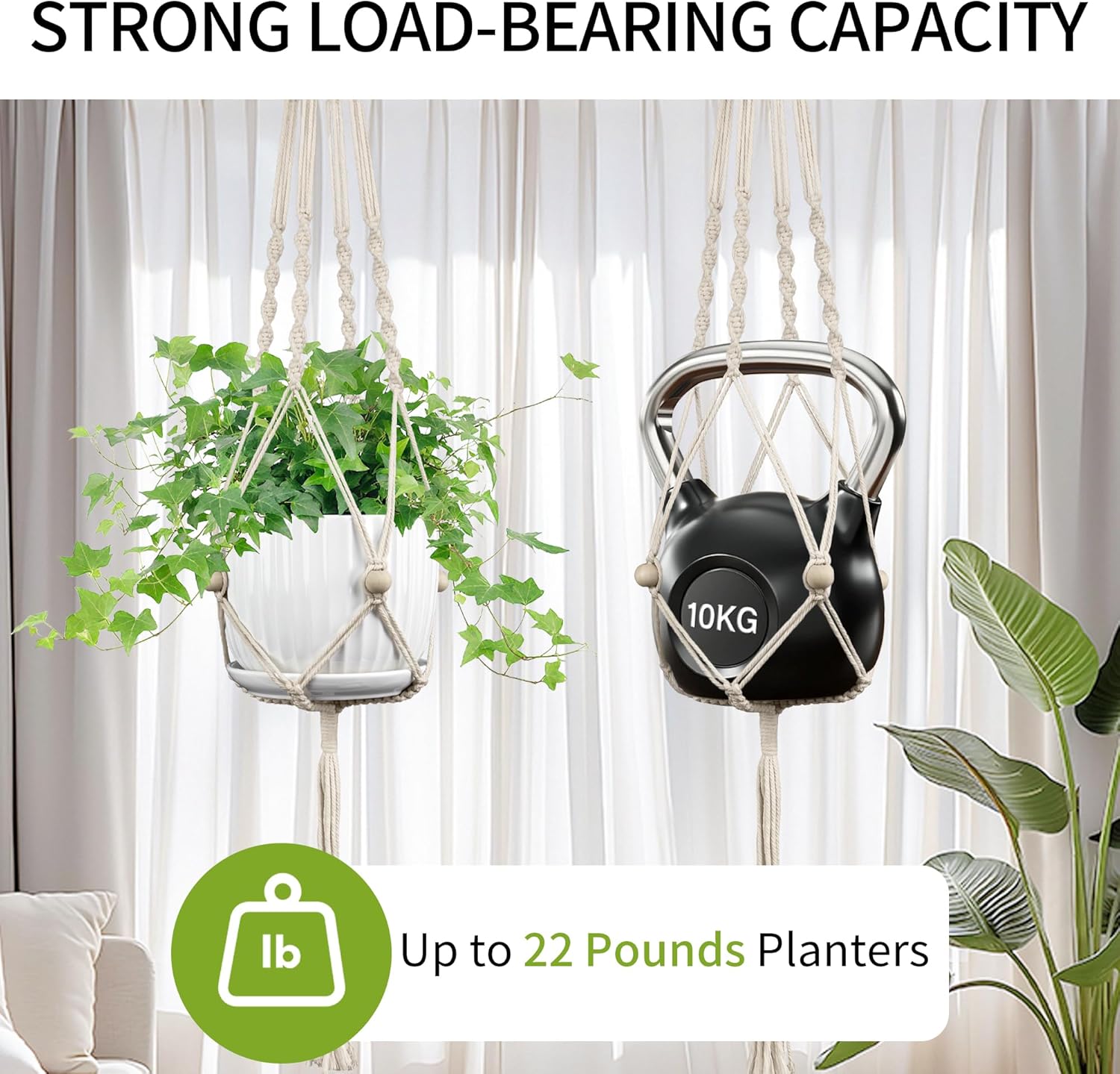 Thumbnail 3 de IDEEEPAN Macrame Plant Hanger 44 Inch
