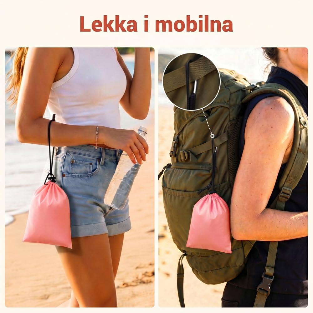 Detalle 1 de Wolfwise duży koc plażowy, lekki, wodoodporny i odporny na piasek, różowy