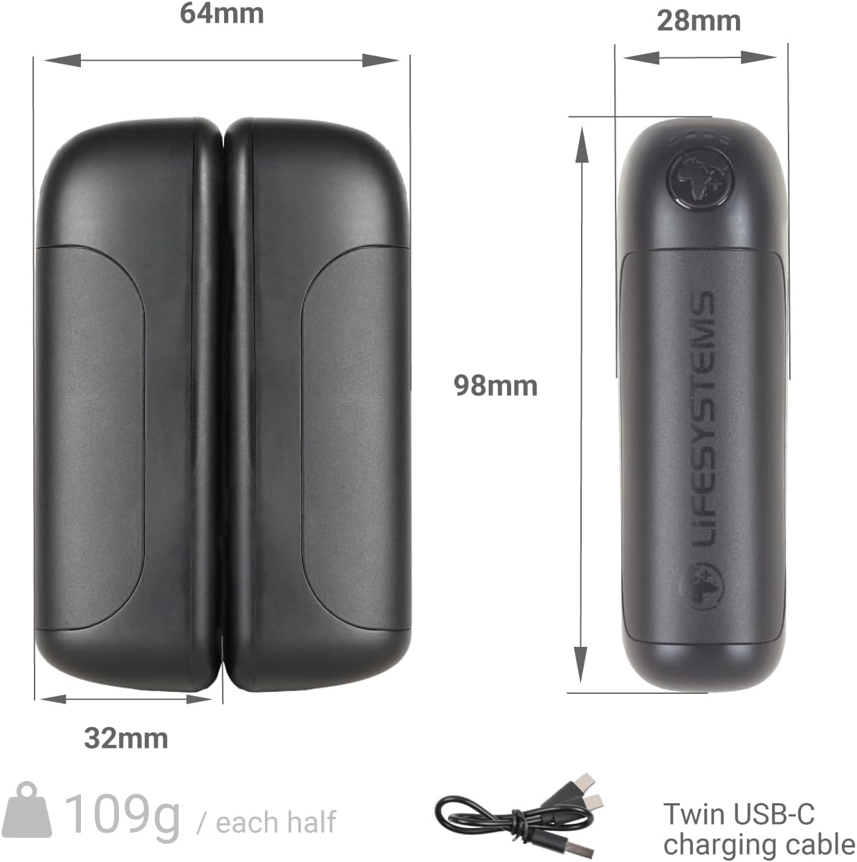 Thumbnail 2 de Lifesystems Rechargeable Twin-Pack Dual-Palm Hand Warmers