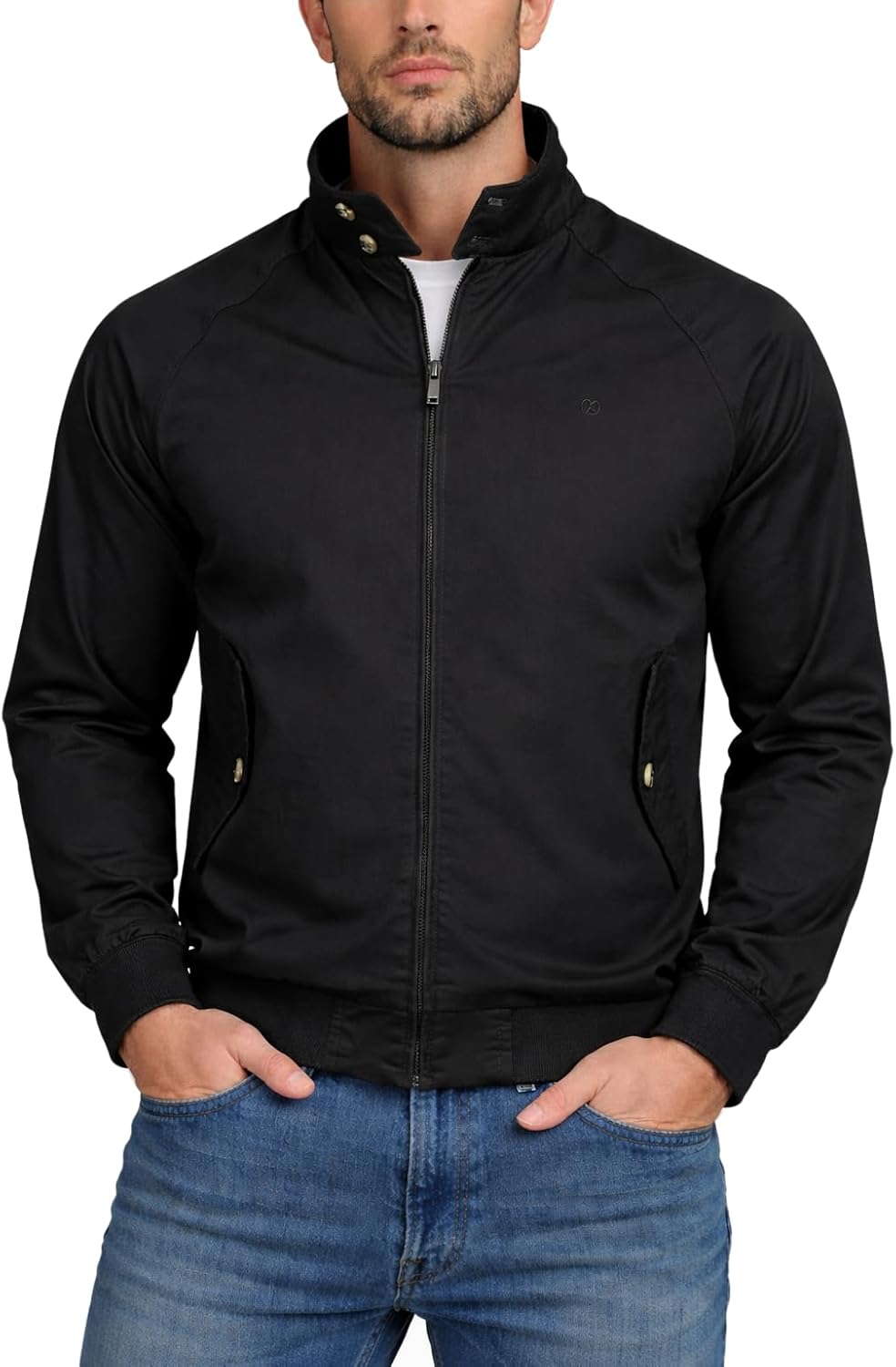 Detalle de Xact Veste Harrington Classique en Coton de Transition pour Hommes avec Doublure à Carreaux