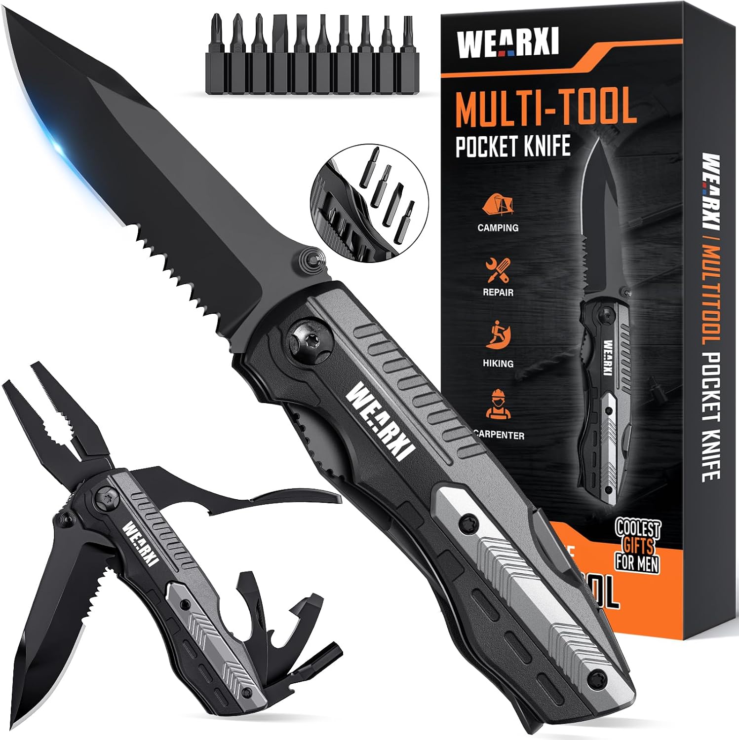 Detalle de WEARXI Pocket Knife Multitool, 13-in-1 Stainless Steel Camping Tool