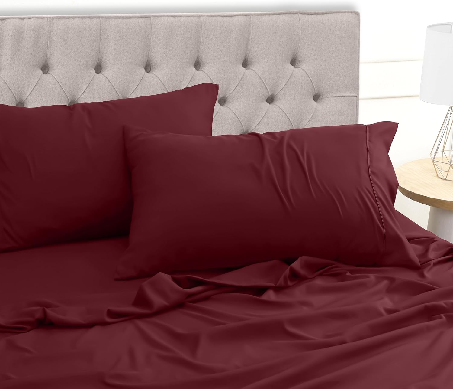 Detalle 2 de Utopia Bedding Juego de Sábanas 4 Piezas Burdeos