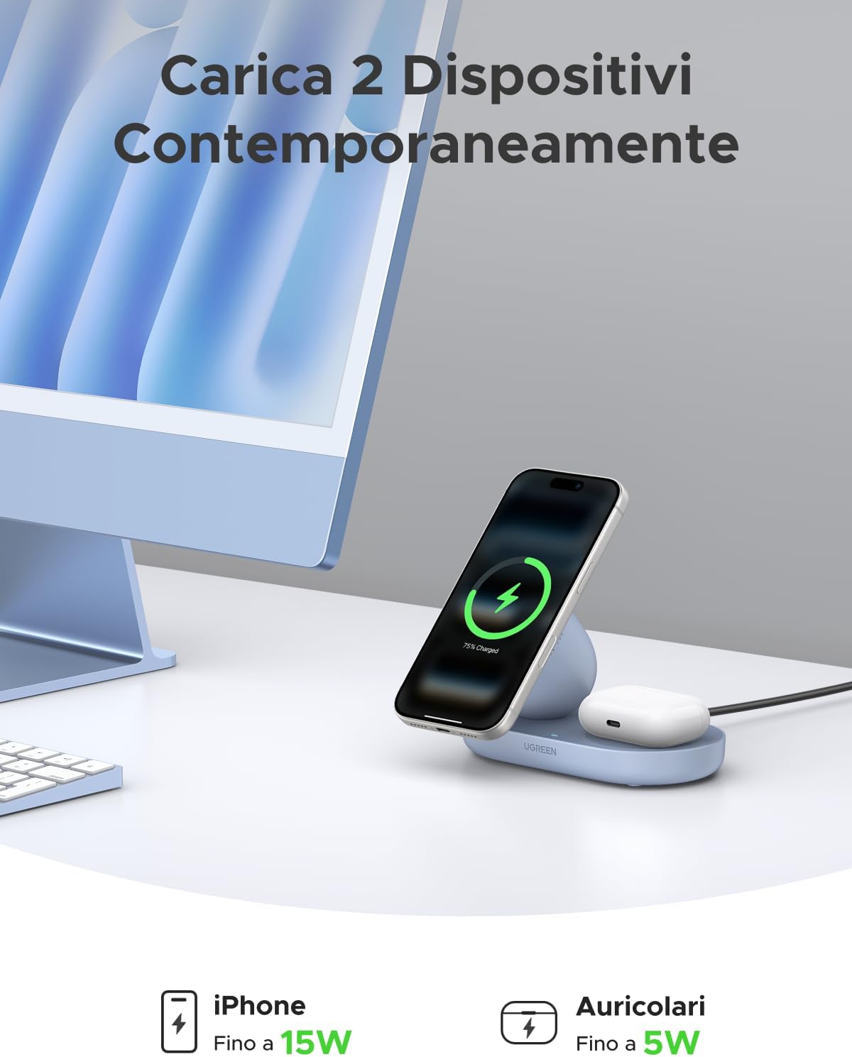 Detalle de UGREEN Zapix Caricatore Wireless iPhone 15W