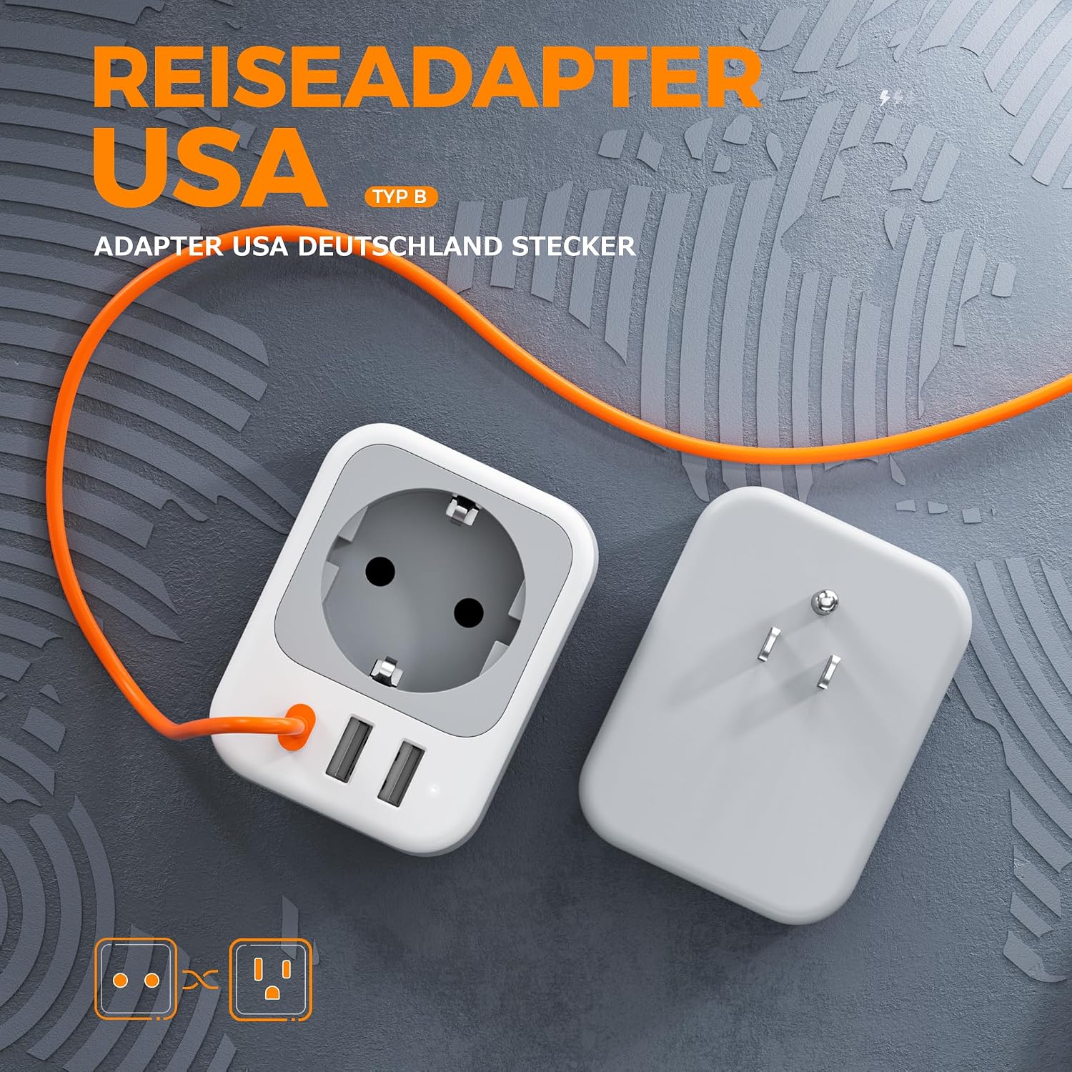 Thumbnail 1 de TESSAN 2 Pack Reiseadapter 4 in 1 US EU Asia USB