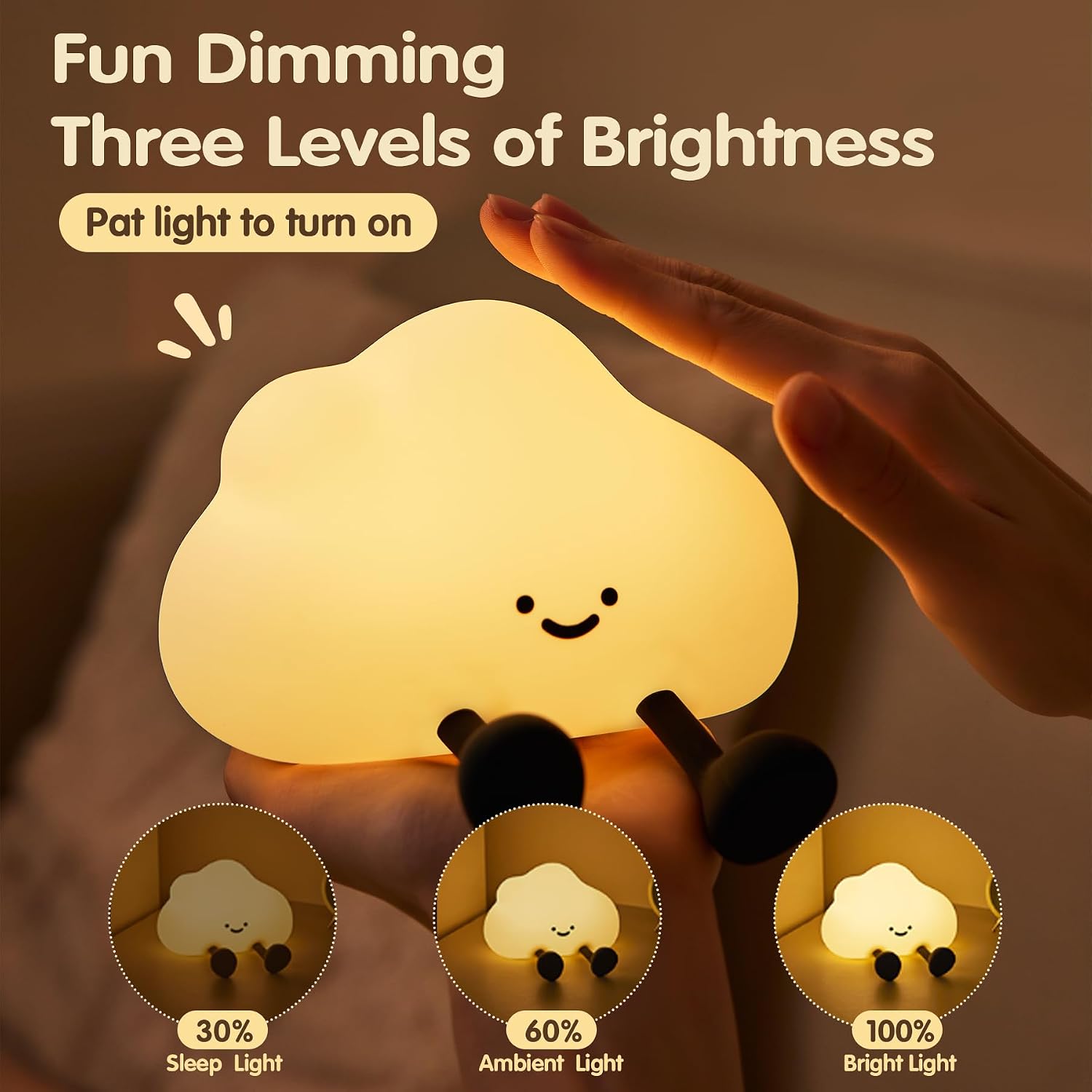 Detalle de NesveCit A023 Cloud Night Light, Rechargeable Touch LED Lamp