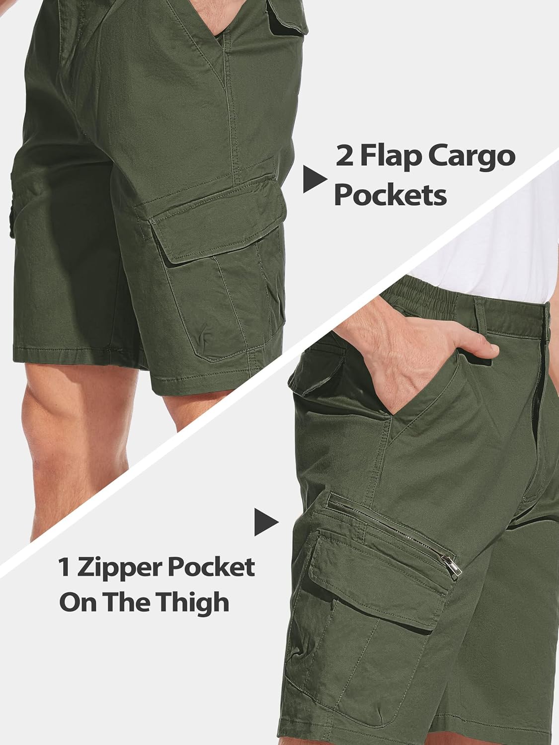 Thumbnail 3 de TACVASEN Men's Cargo Shorts with Elasticated Waist and Multi Pockets