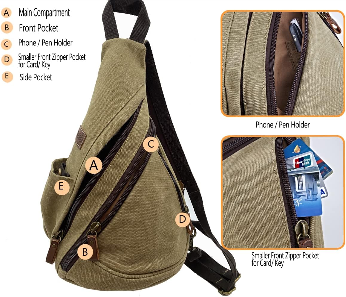 Thumbnail 2 de Poeyleja Canvas Sling Bag Convertible Crossbody Bag for Day-to-Day Travel