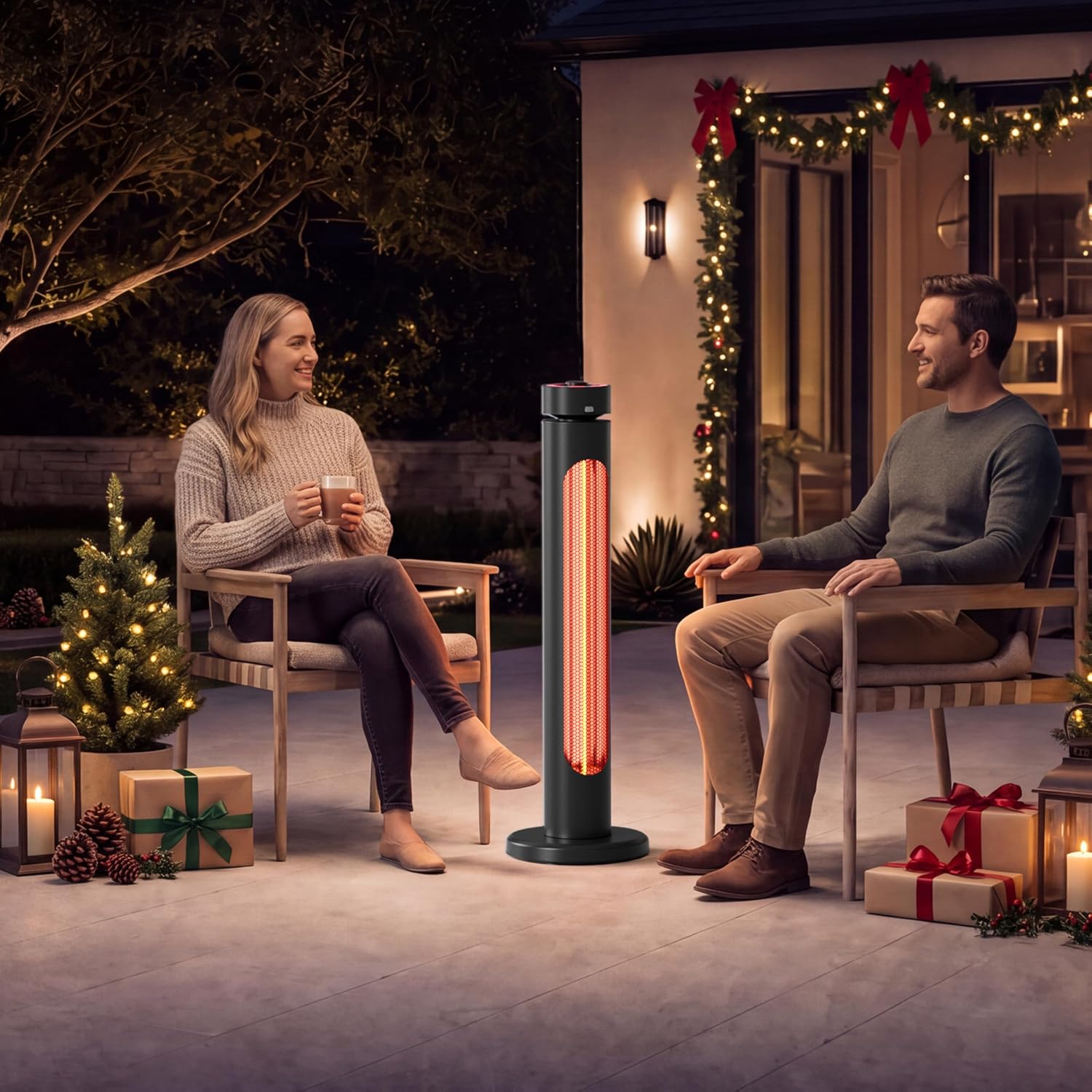 Detalle 2 de Sundate T08-GR15YDU 1500W Infrared Patio Heater with 8 Heat Levels