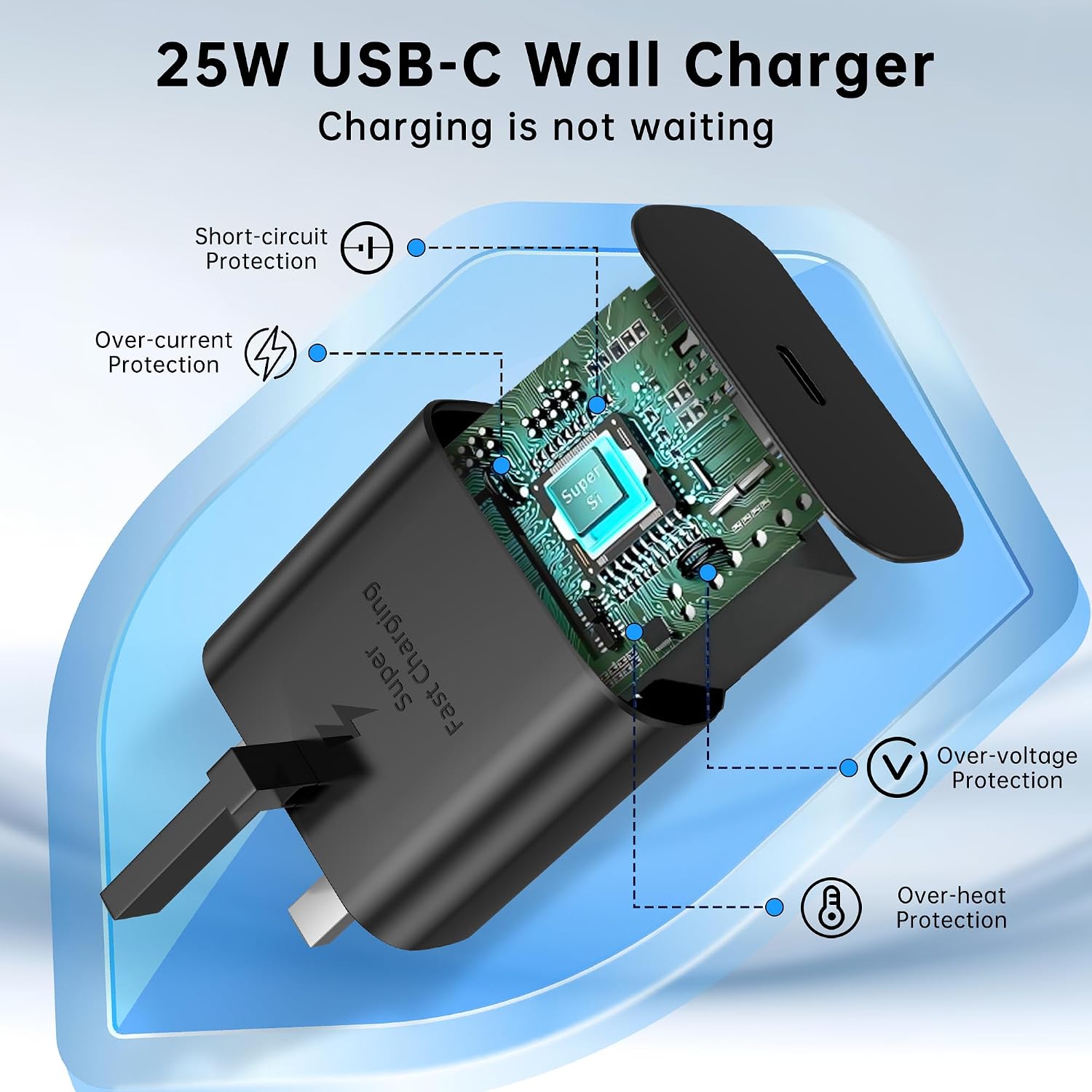 Detalle 2 de ACEQINGSE 2 in 1 USB-C Charger for Samsung Watch & Phones (25W) – Compact, Magnetic & Safe